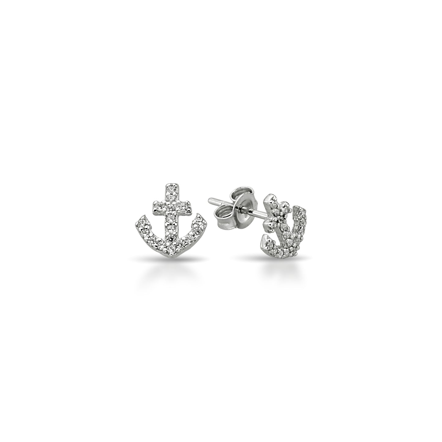 Bequasa Attract Anchor Ohrringe, Silber 925, Rhodiniert