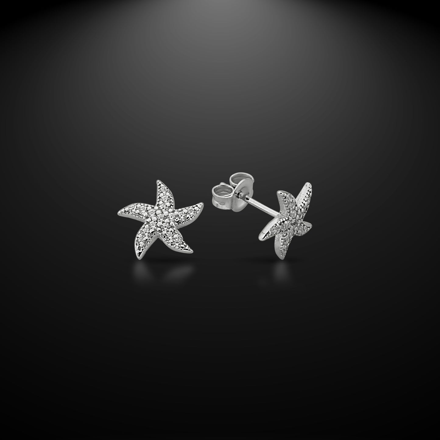 Bequasa Crystal Starfish Ohrringe, Silber 925, Rhodiniert