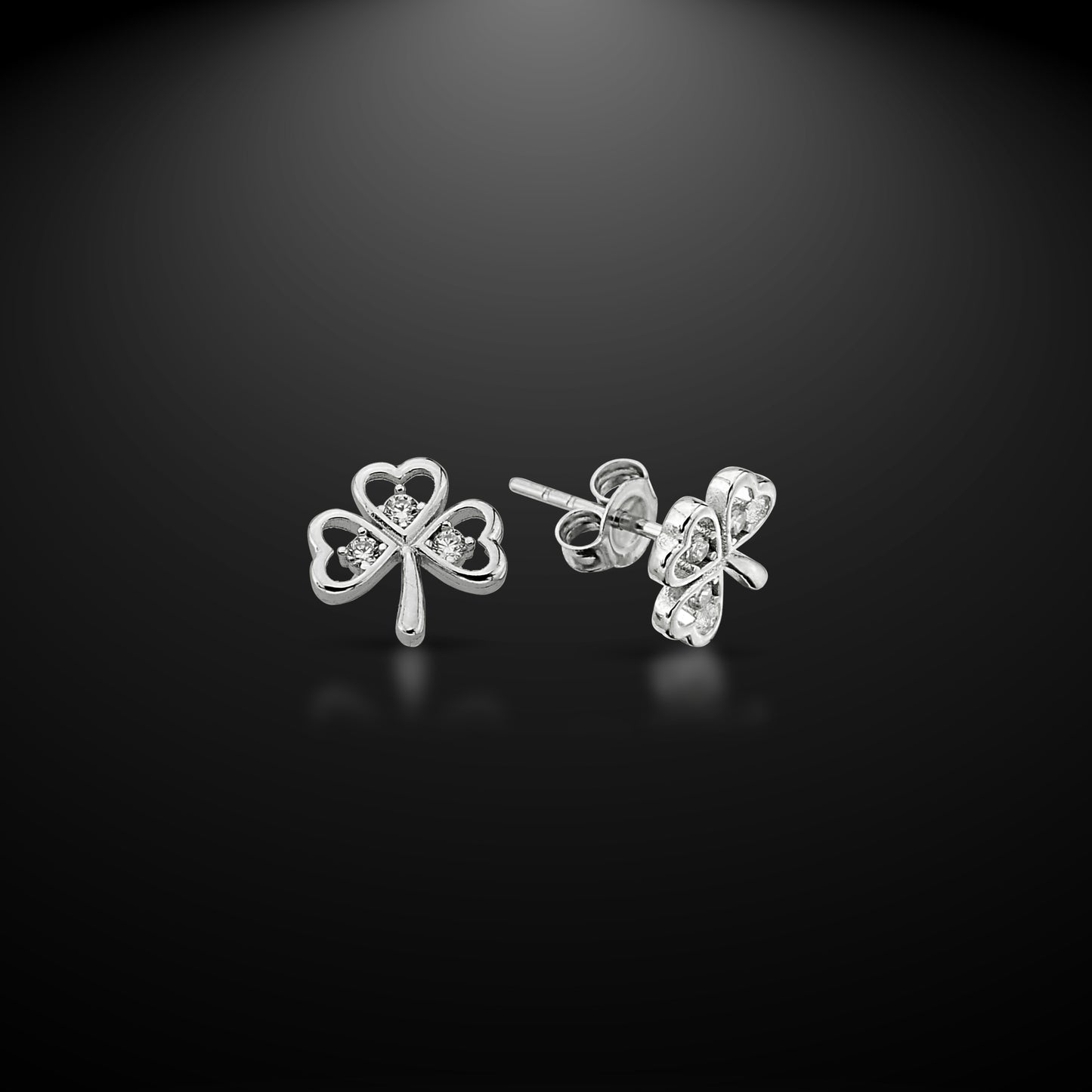 Bequasa Crystal Clover Ohrringe, Silber 925, Rhodiniert