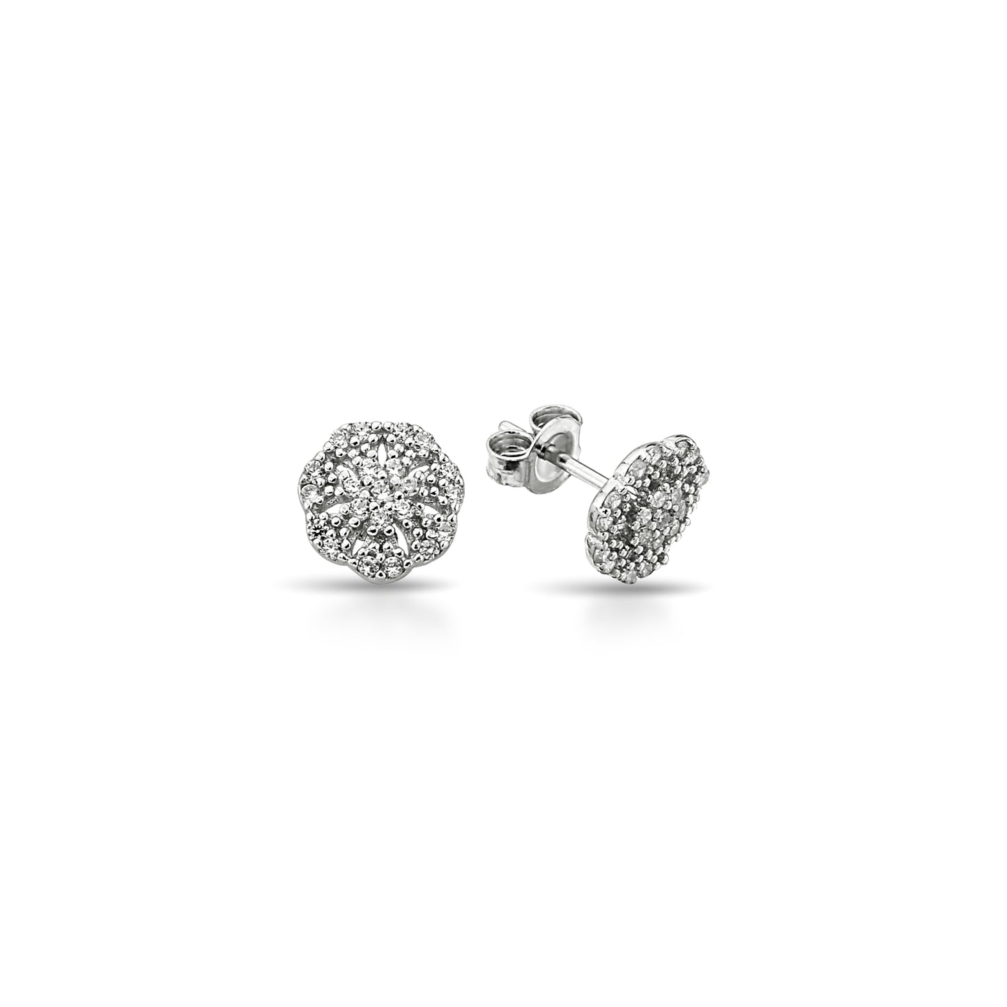 Bequasa Crystal Flowers Ohrringe, Silber 925, Rhodiniert