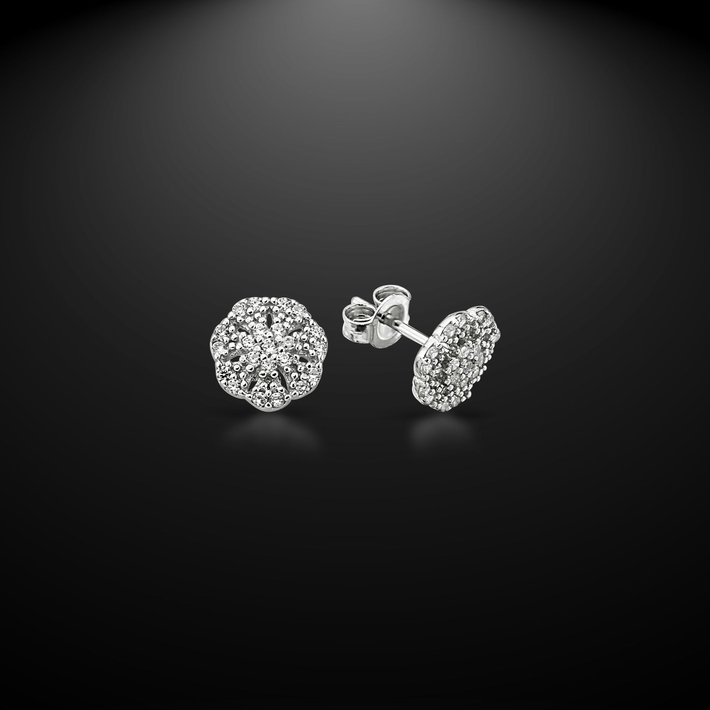 Bequasa Crystal Flowers Ohrringe, Silber 925, Rhodiniert