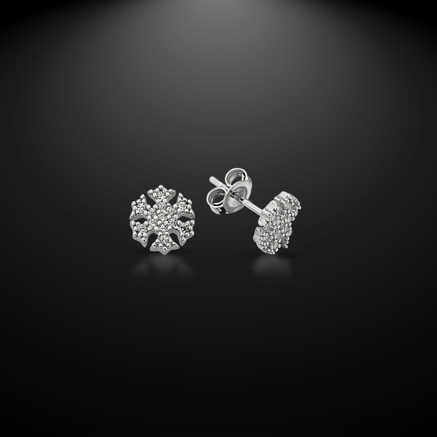 Bequasa Crystallic Snowflake Ohrringe, Silber 925, Rhodiniert