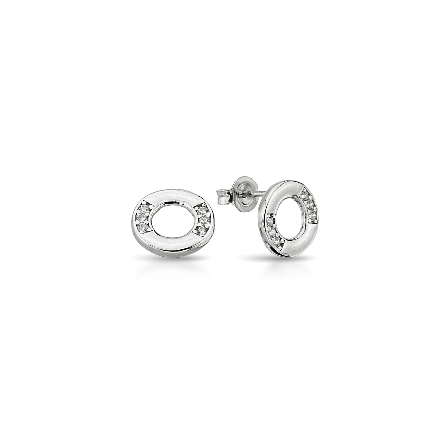 Bequasa Crystal Ellipse Ohrringe, Silber 925, Rhodiniert