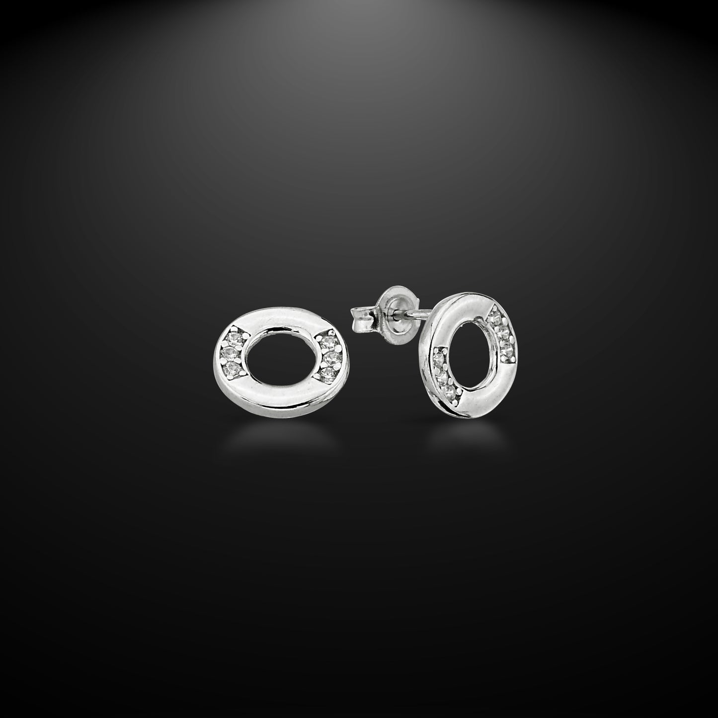 Bequasa Crystal Ellipse Ohrringe, Silber 925, Rhodiniert