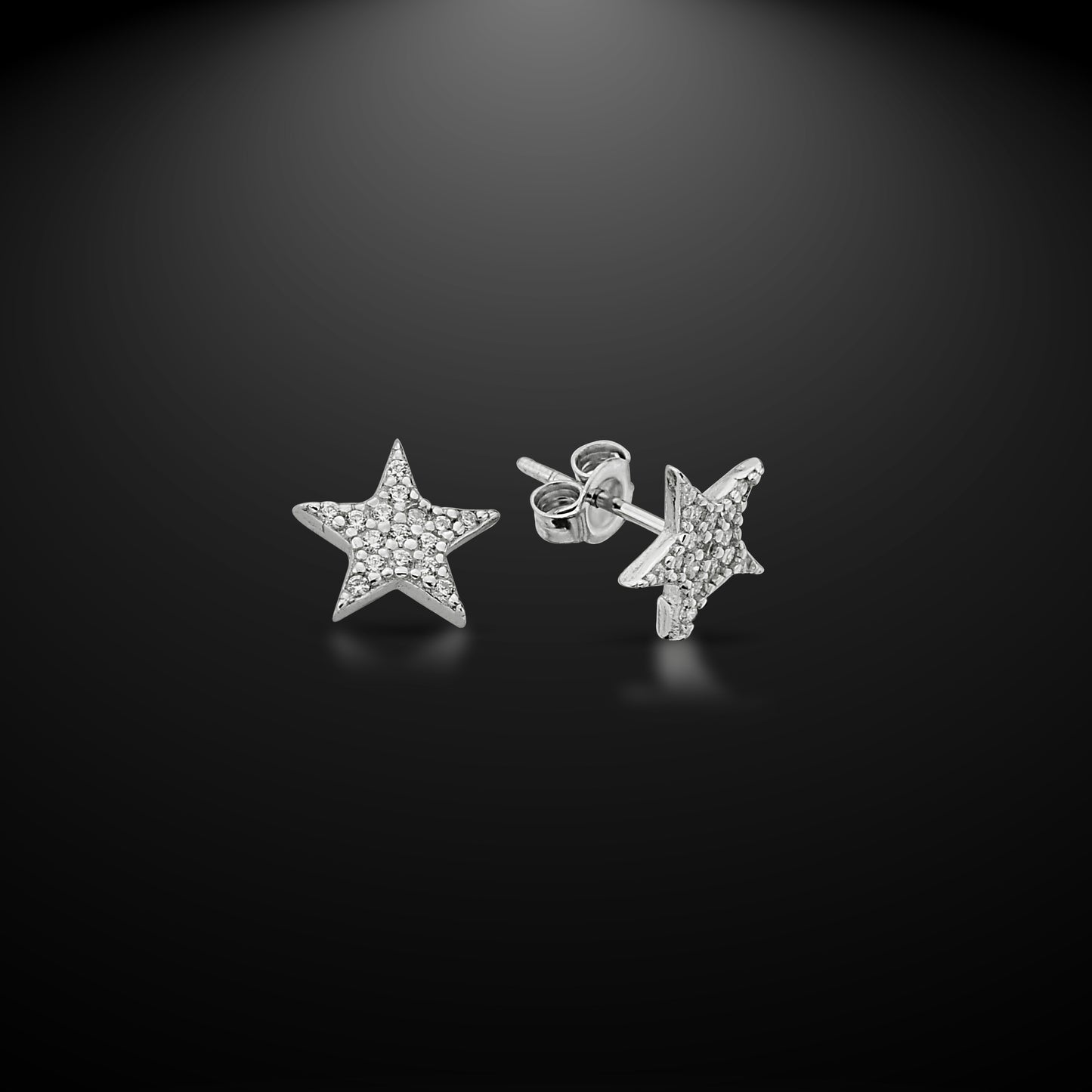 Bequasa Crystal Star Ohrringe, Silber 925, Rhodiniert
