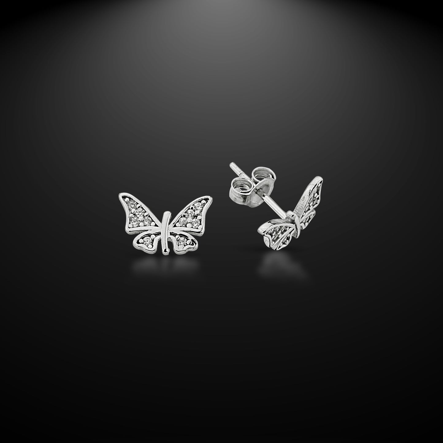 Bequasa Diamond Butterflies Ohrringe, Silber 925, Rhodiniert