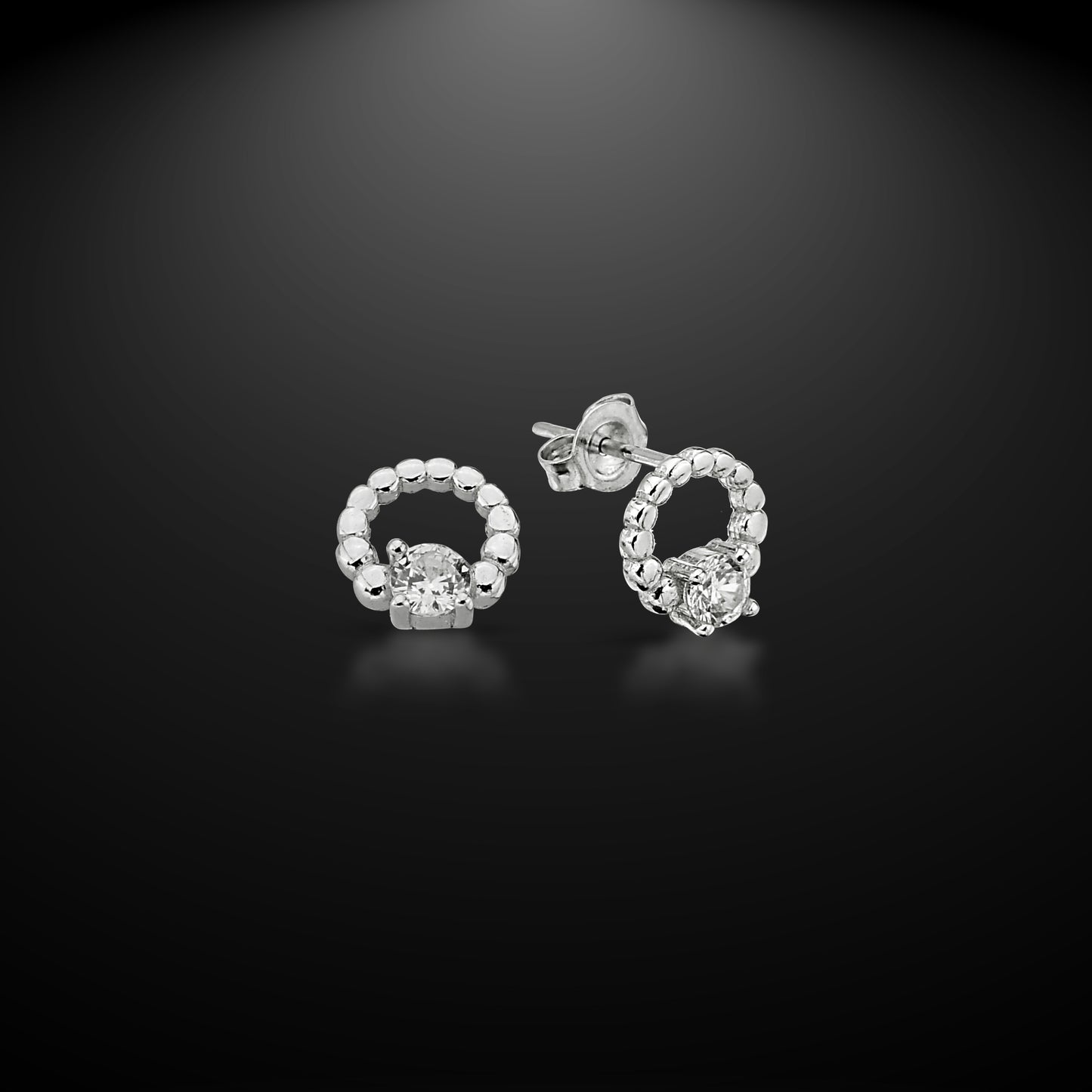 Bequasa Diamond Ring Ohrringe, Silber 925, Rhodiniert