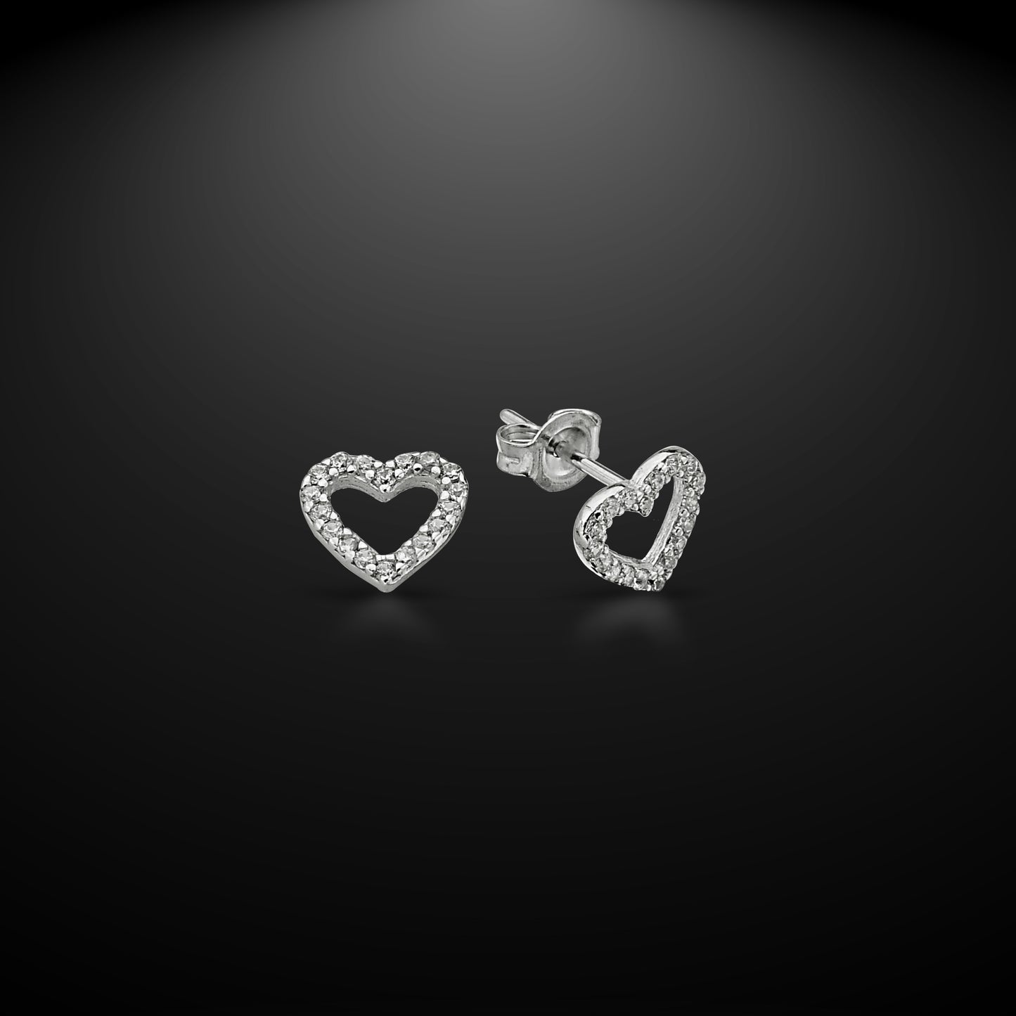 Bequasa Crystallic Hearts Ohrringe, Silber 925, Rhodiniert