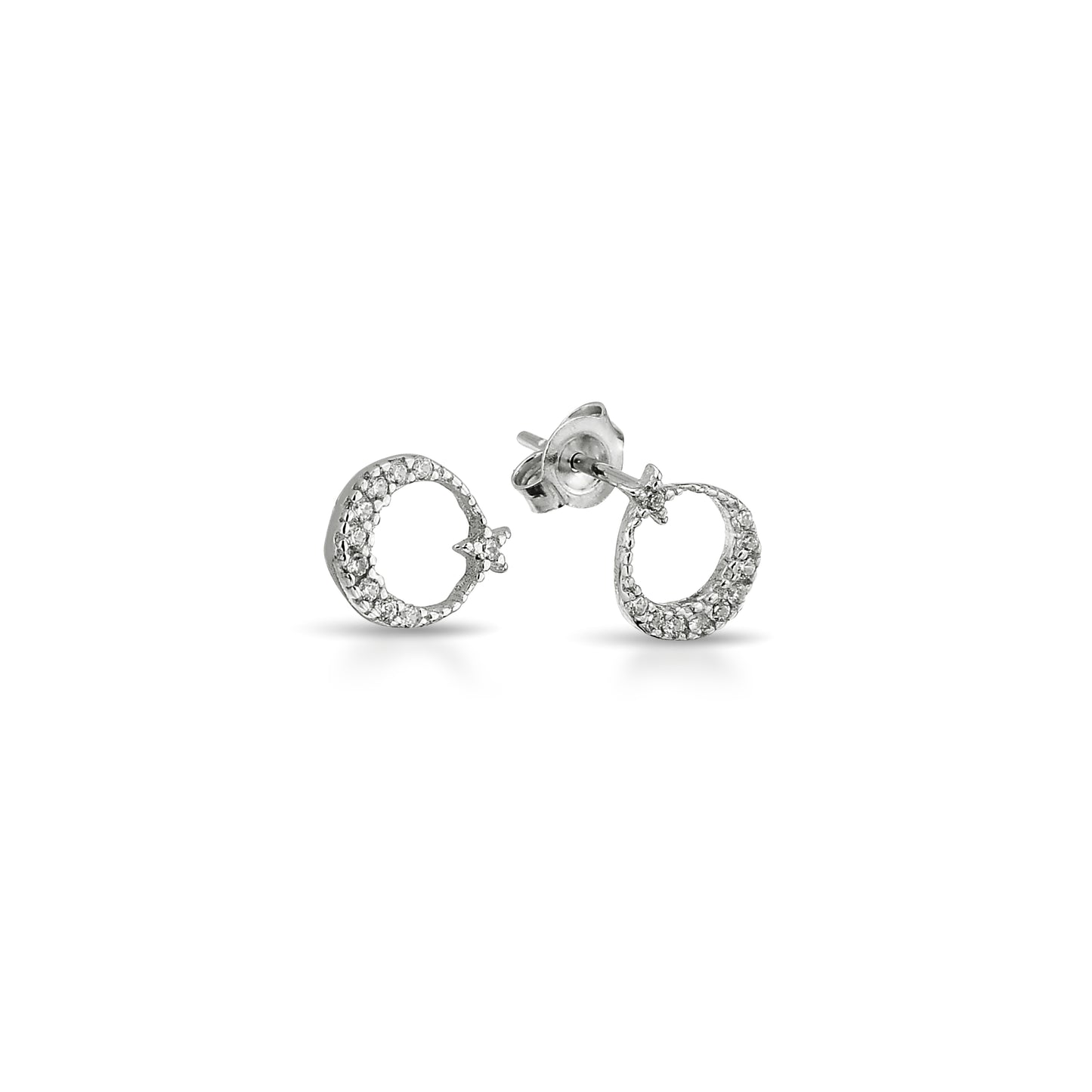 Bequasa Crystallic Crescent Ohrringe, Silber 925, Rhodiniert