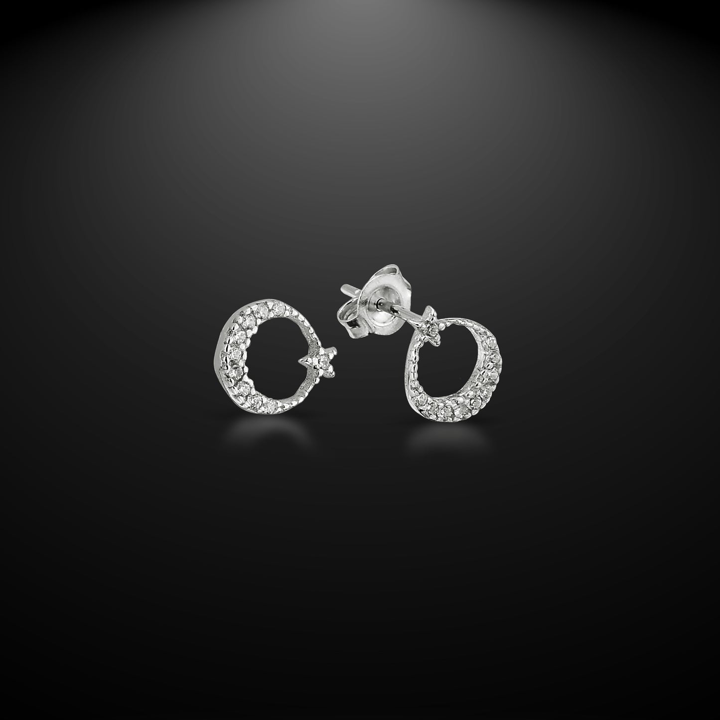 Bequasa Crystallic Crescent Ohrringe, Silber 925, Rhodiniert