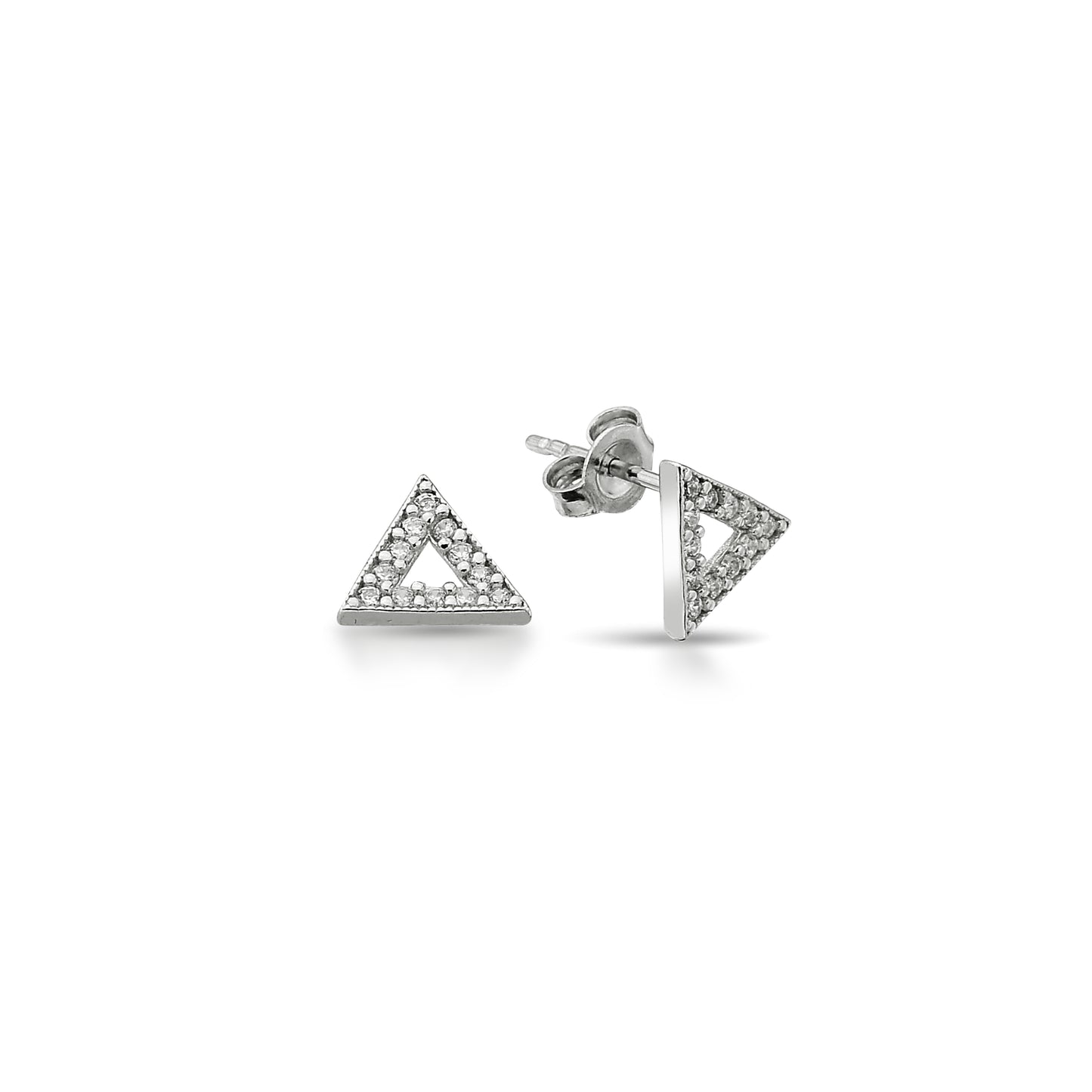 Bequasa Crystallic Triangles Ohrringe, Silber 925, Rhodiniert