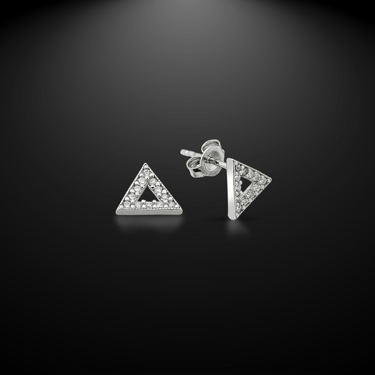 Bequasa Crystallic Triangles Ohrringe, Silber 925, Rhodiniert