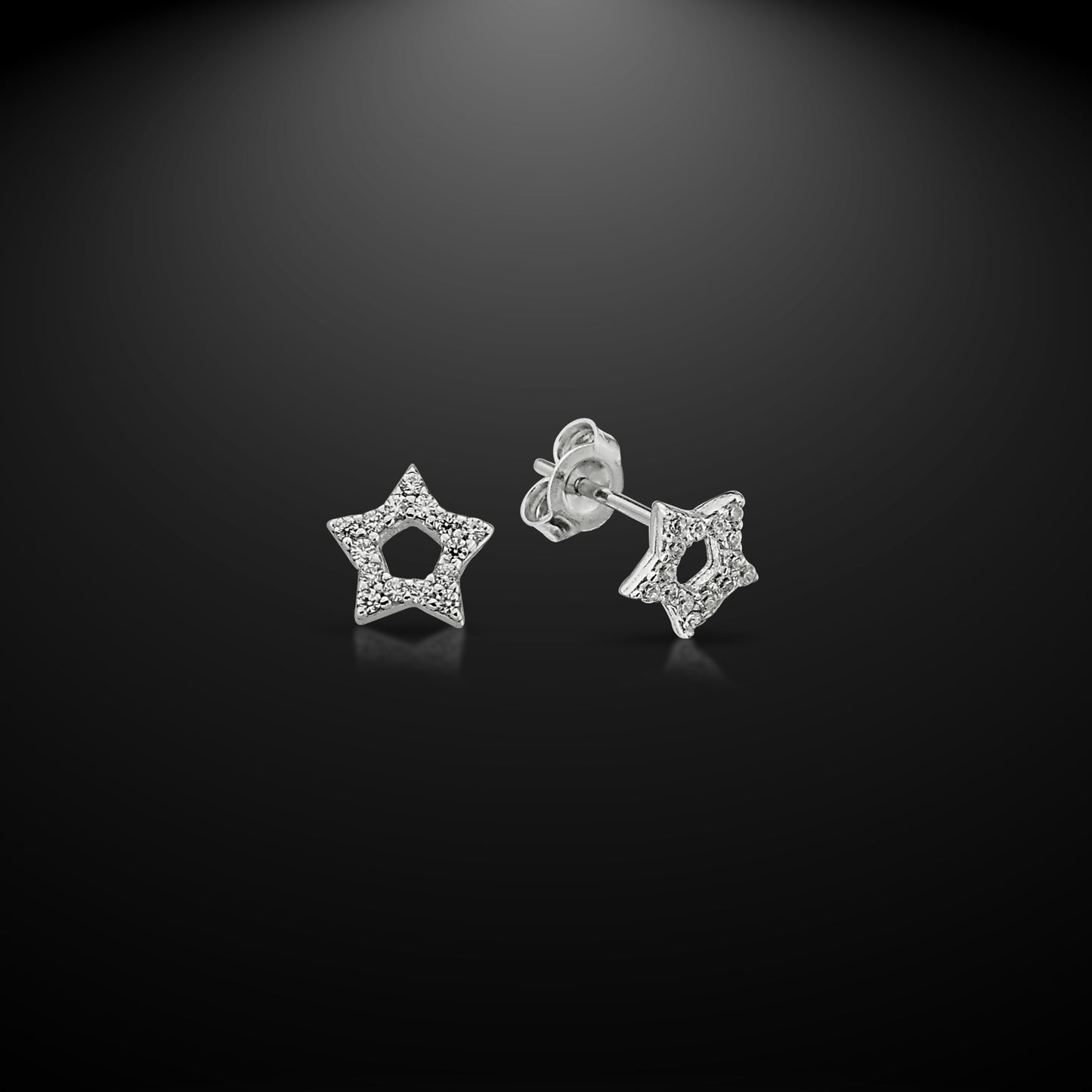 Bequasa Crystal Stars Ohrringe, Silber 925, Rhodiniert