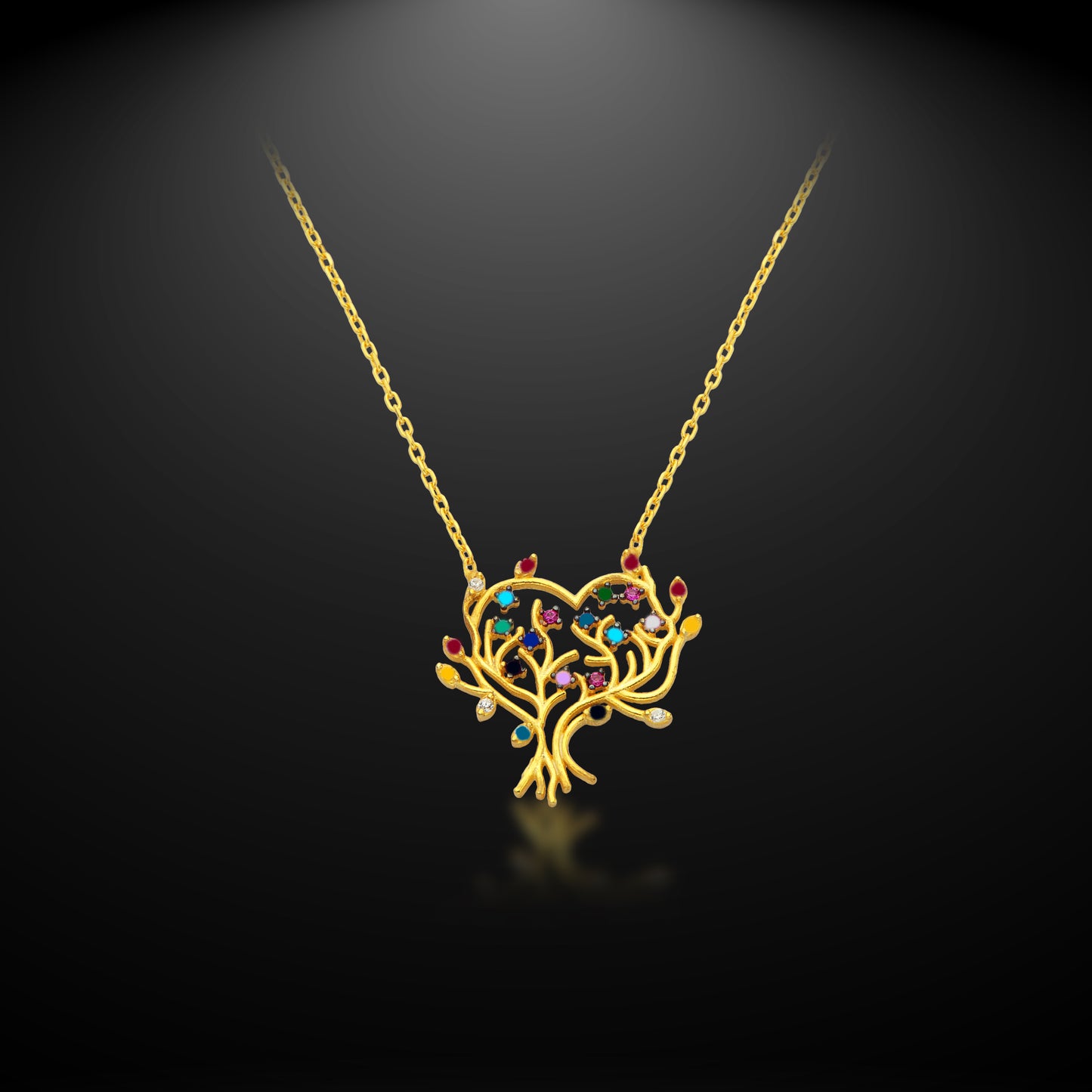 Bequasa Creativity Rainbow Tree Halskette, Silber 925, Rhodiniert