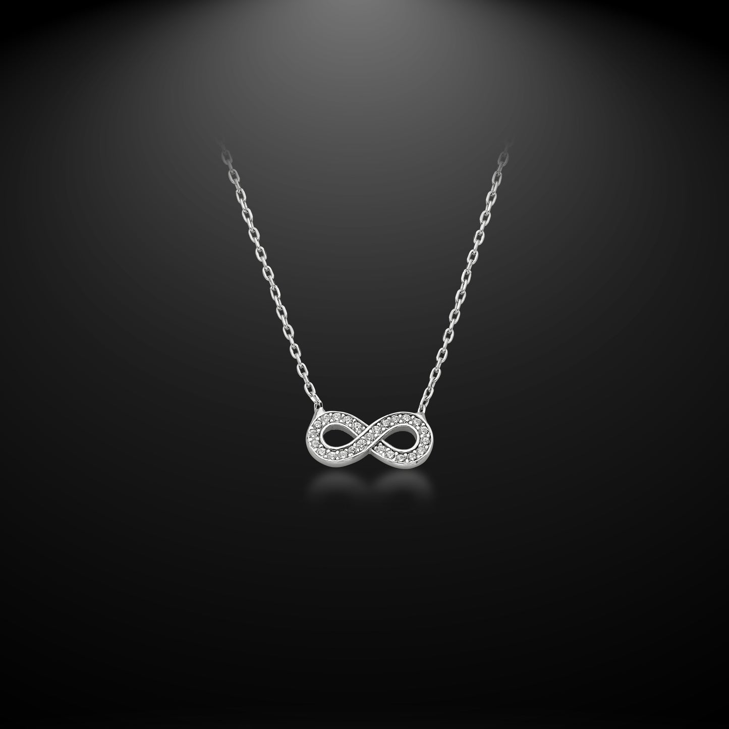 Bequasa Crystallic Infinity Halskette, Silber 925, Rhodiniert