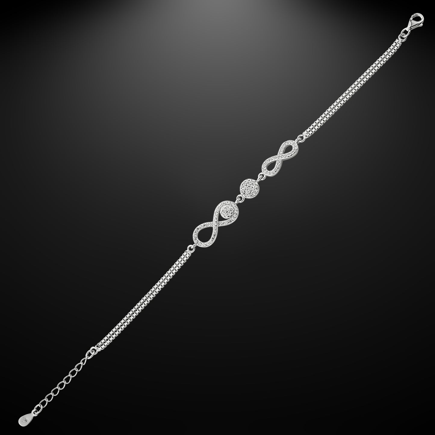 Bequasa Eternity Armkette, Silber 925, Rhodiniert