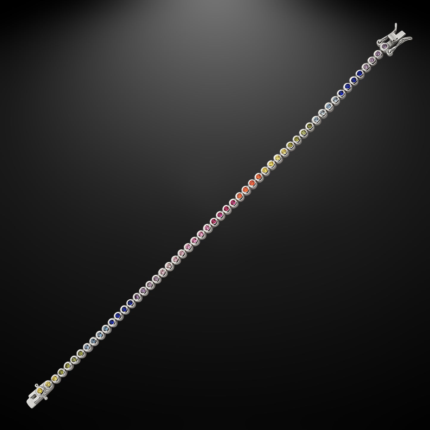 Bequasa Round Rainbow Armband, Silber 925, Rhodiniert