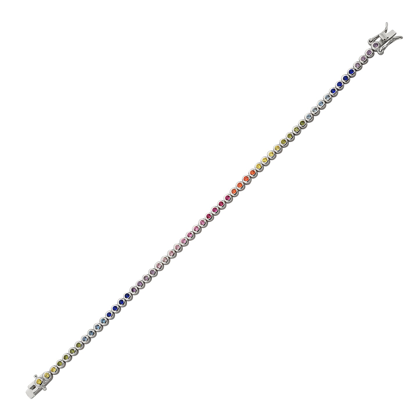 Bequasa Round Rainbow Armband, Silber 925, Rhodiniert