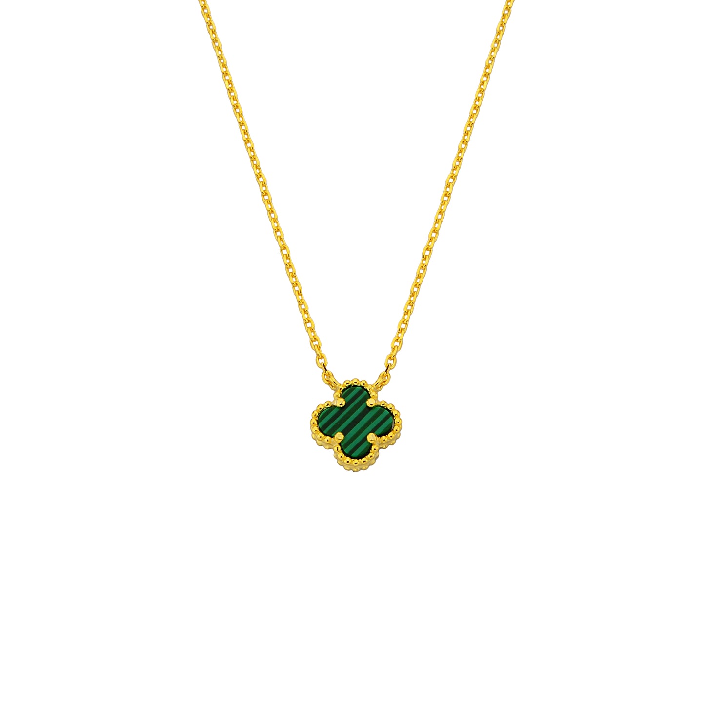 Bequasa Green Charm Halskette, Silber 925, Rhodiniert