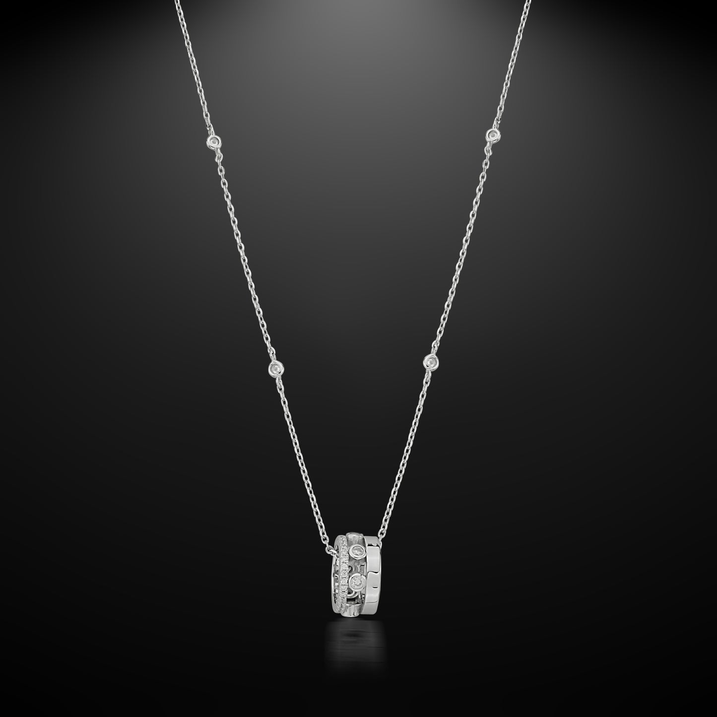 Bequasa Crystallic Ring Halskette, Silber 925, Rhodiniert