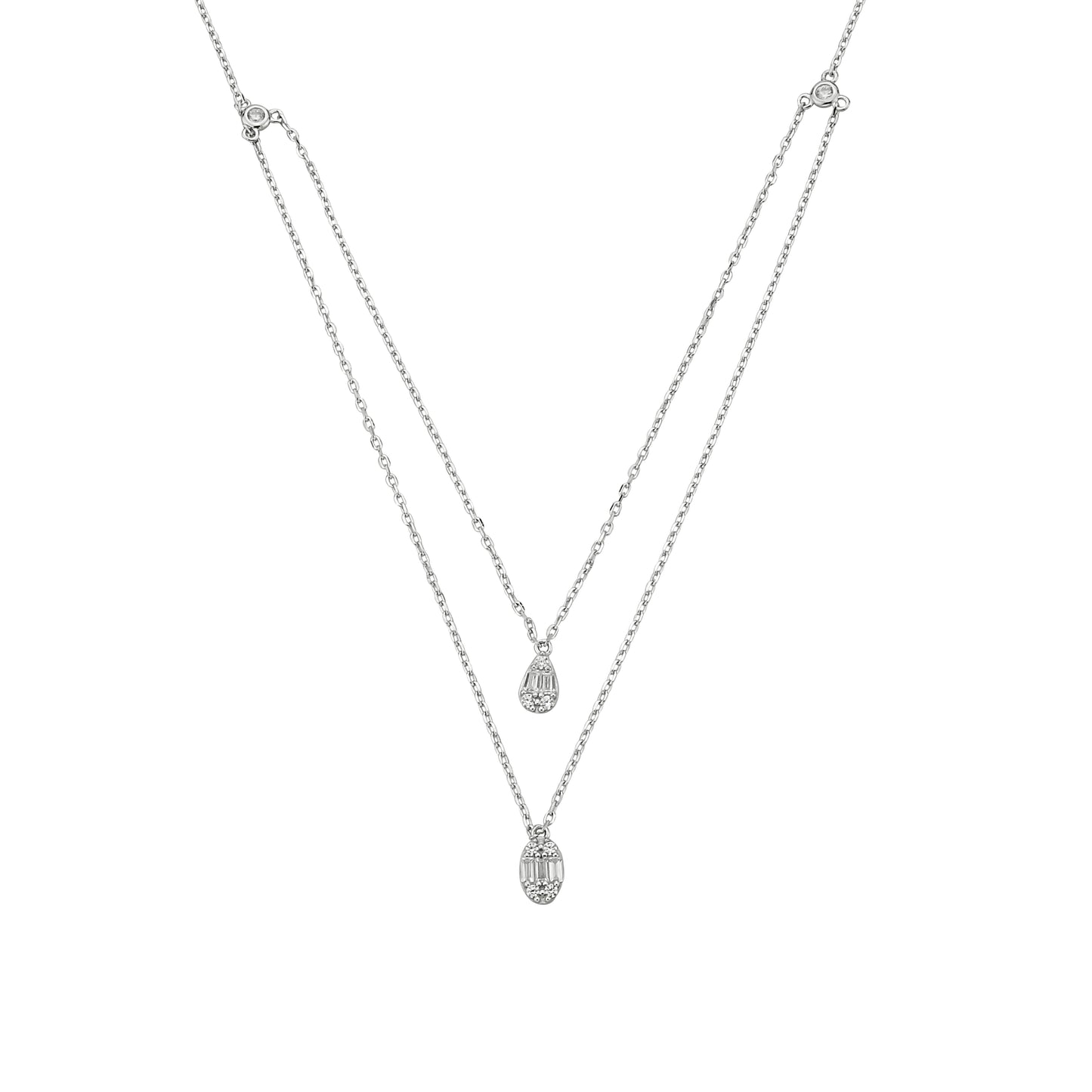 Bequasa Double Elegance Halskette, Silber 925, Rhodiniert