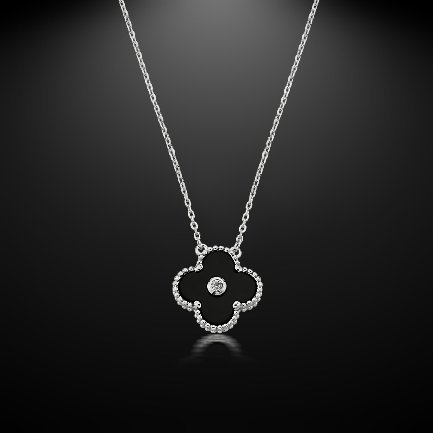 Bequasa Black Charm Halskette, Silber 925, Rhodiniert