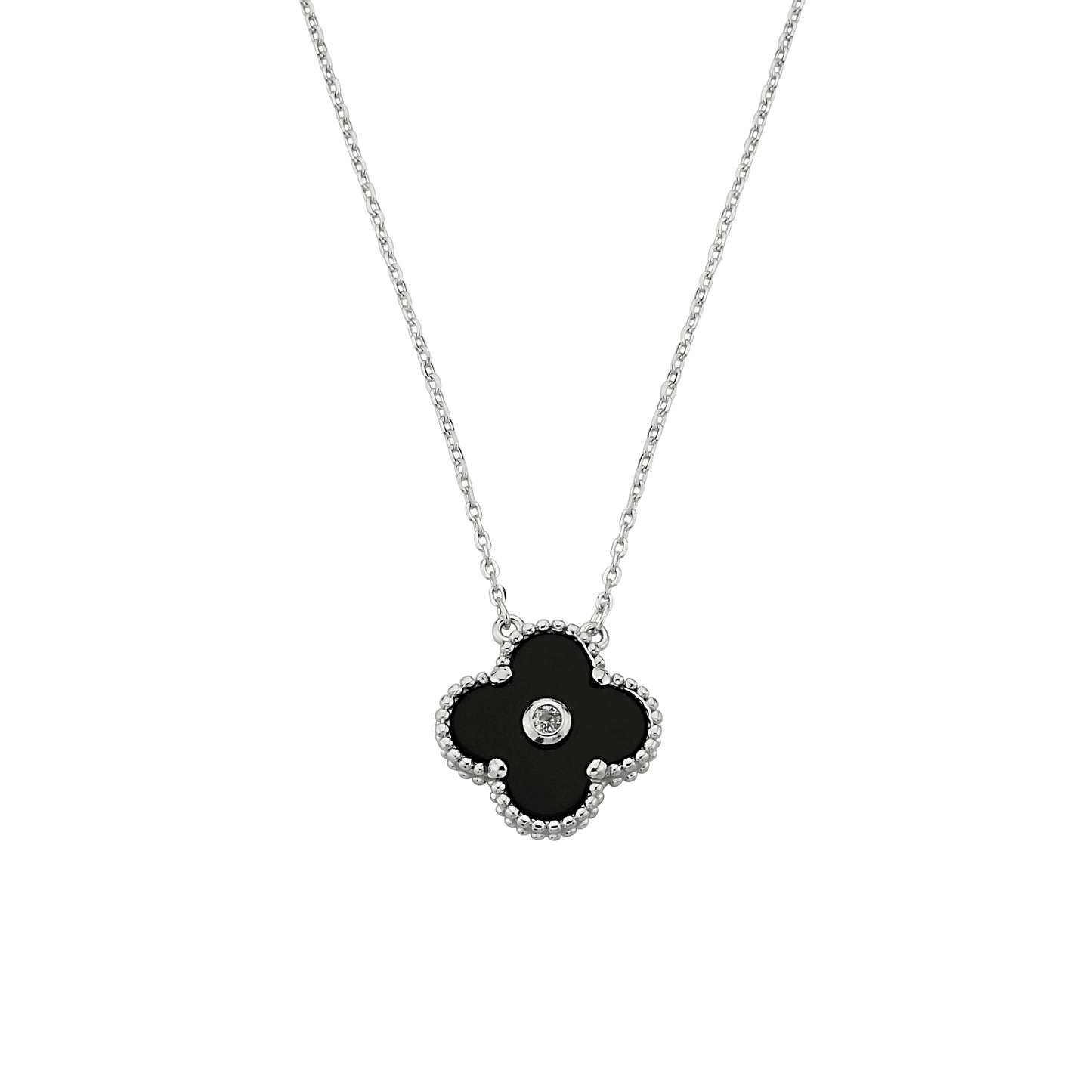Bequasa Black Charm Halskette, Silber 925, Rhodiniert