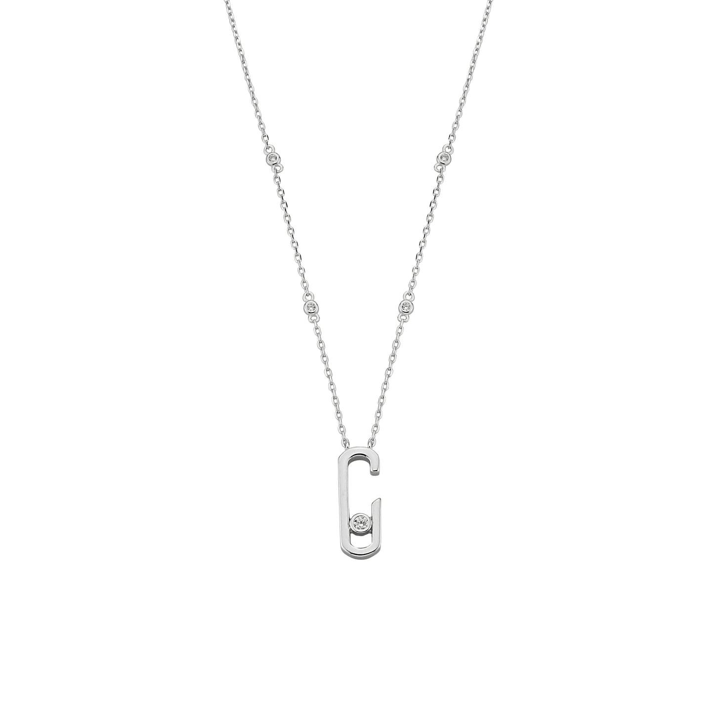 Bequasa Crystallic Clip Halskette, Silber 925, Rhodiniert
