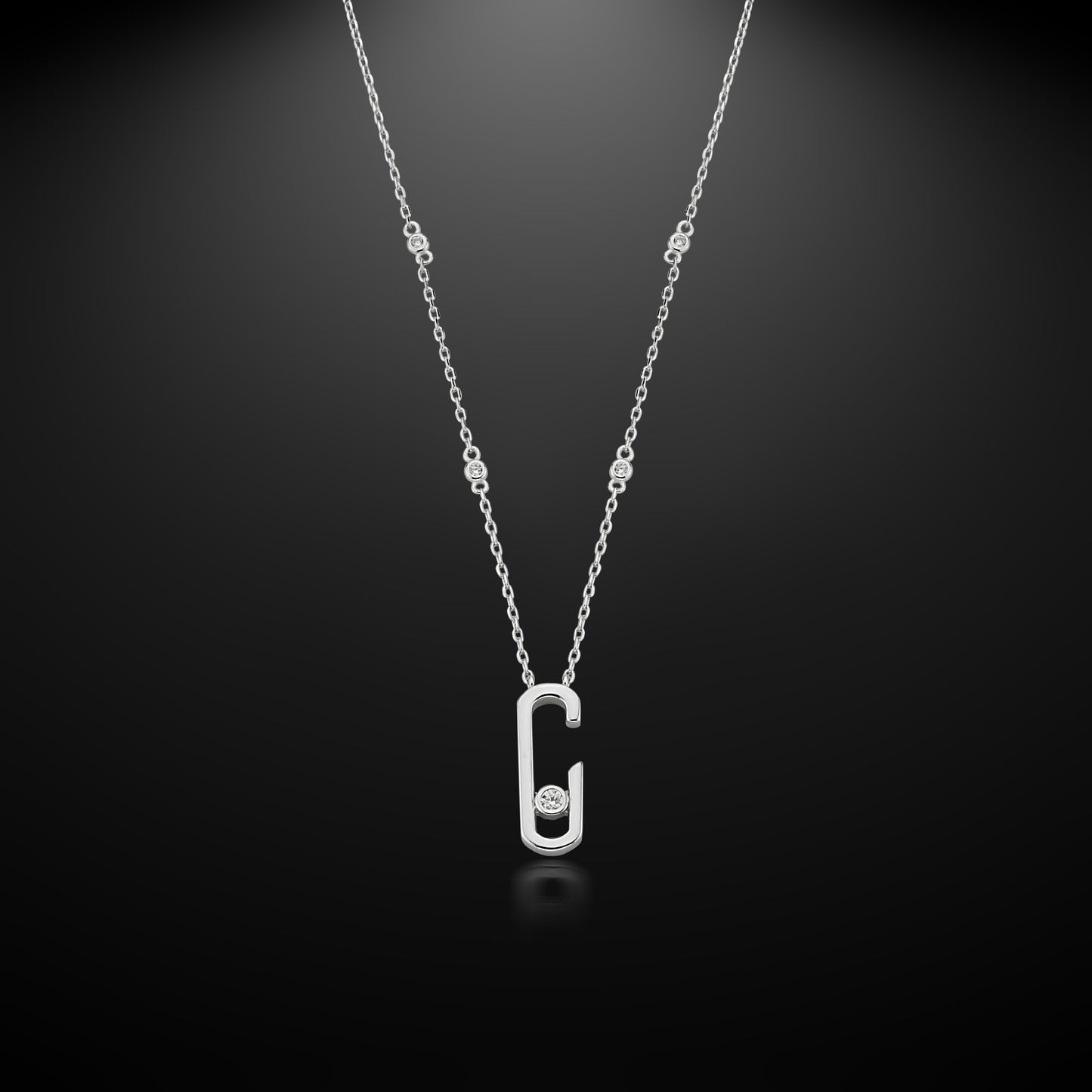 Bequasa Crystallic Clip Halskette, Silber 925, Rhodiniert