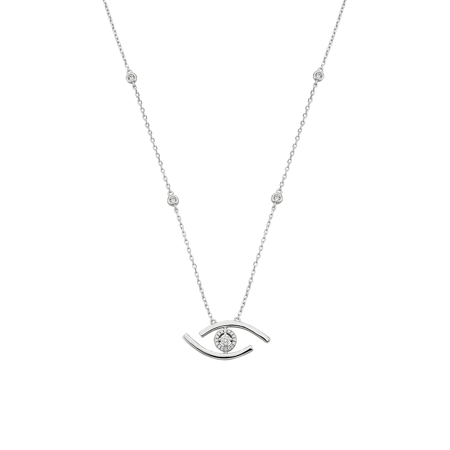 Bequasa Crystallic Eyes Halskette, Silber 925, Rhodiniert