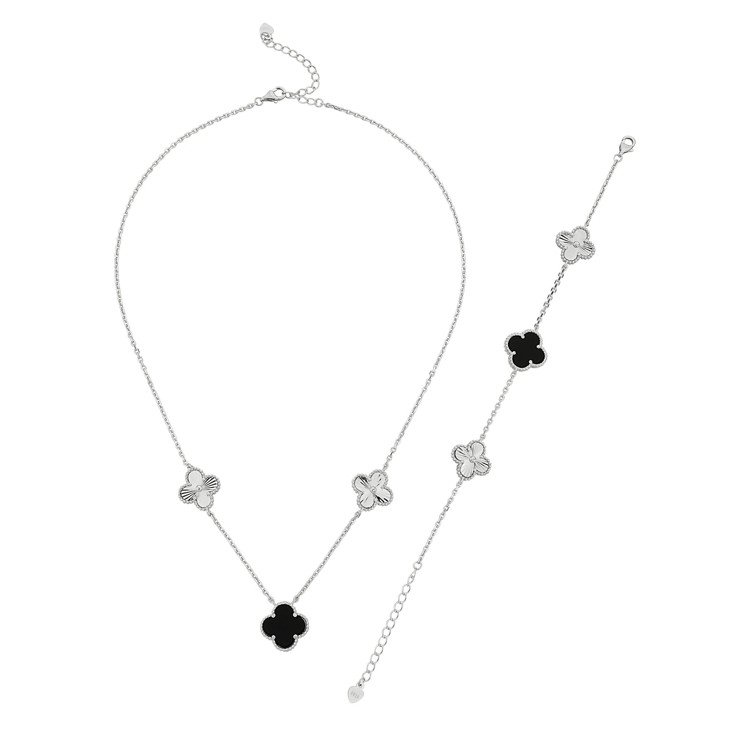 Bequasa Attract Charm Set, Schwarz & Weiss, Rhodiniert