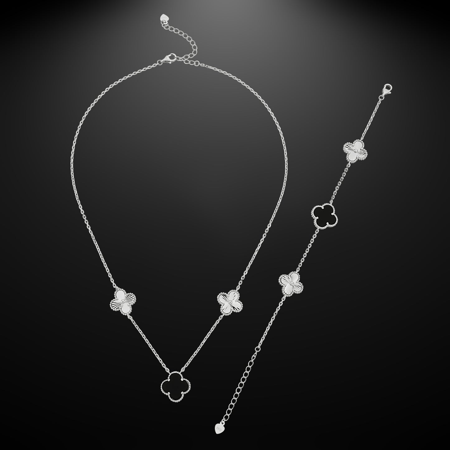 Bequasa Attract Charm Set, Schwarz & Weiss, Rhodiniert