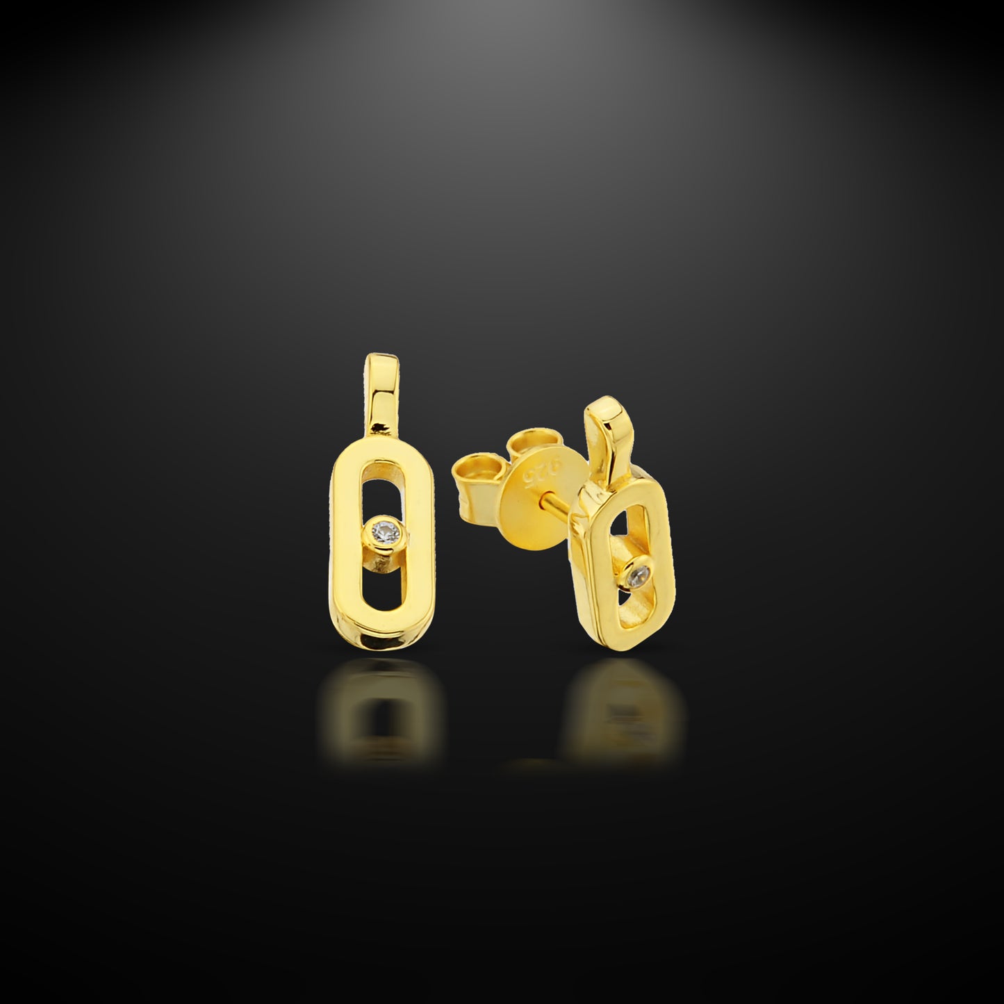 Bequasa Gold Eyes Ohrringe, Silber 925, Rhodiniert
