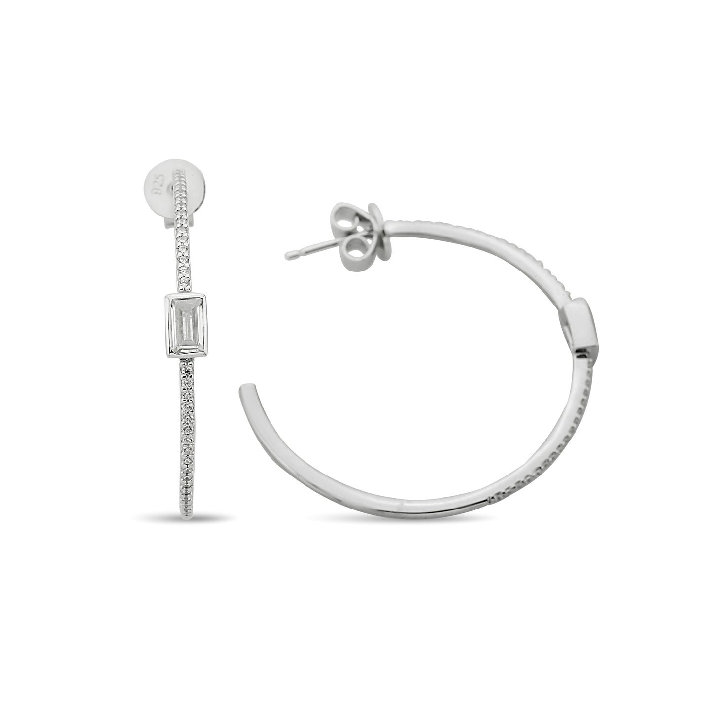 Bequasa Semicirclus Diamond Ohrringe, Silber 925, Rhodiniert