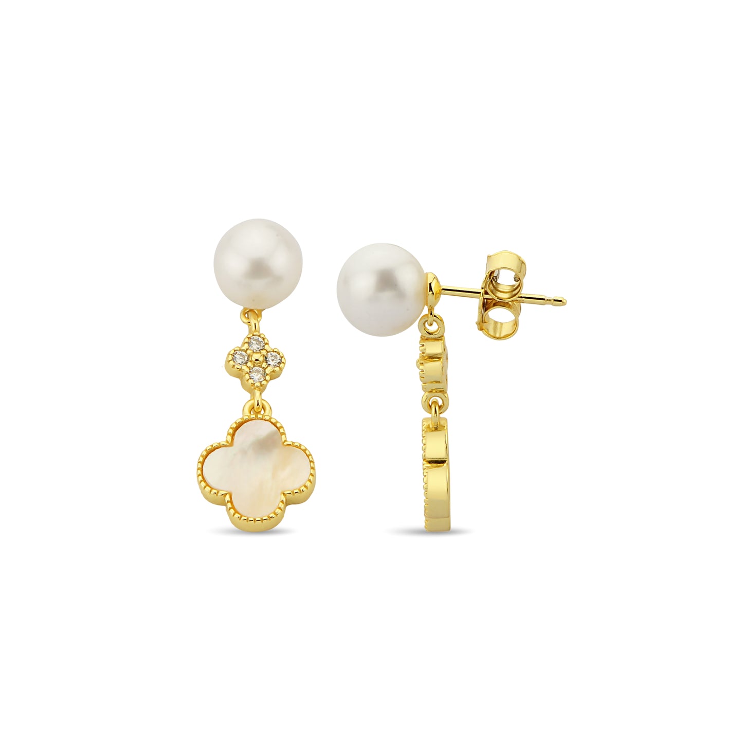 Bequasa Pearl Charm Ohrringe, Silber 925, Rhodiniert