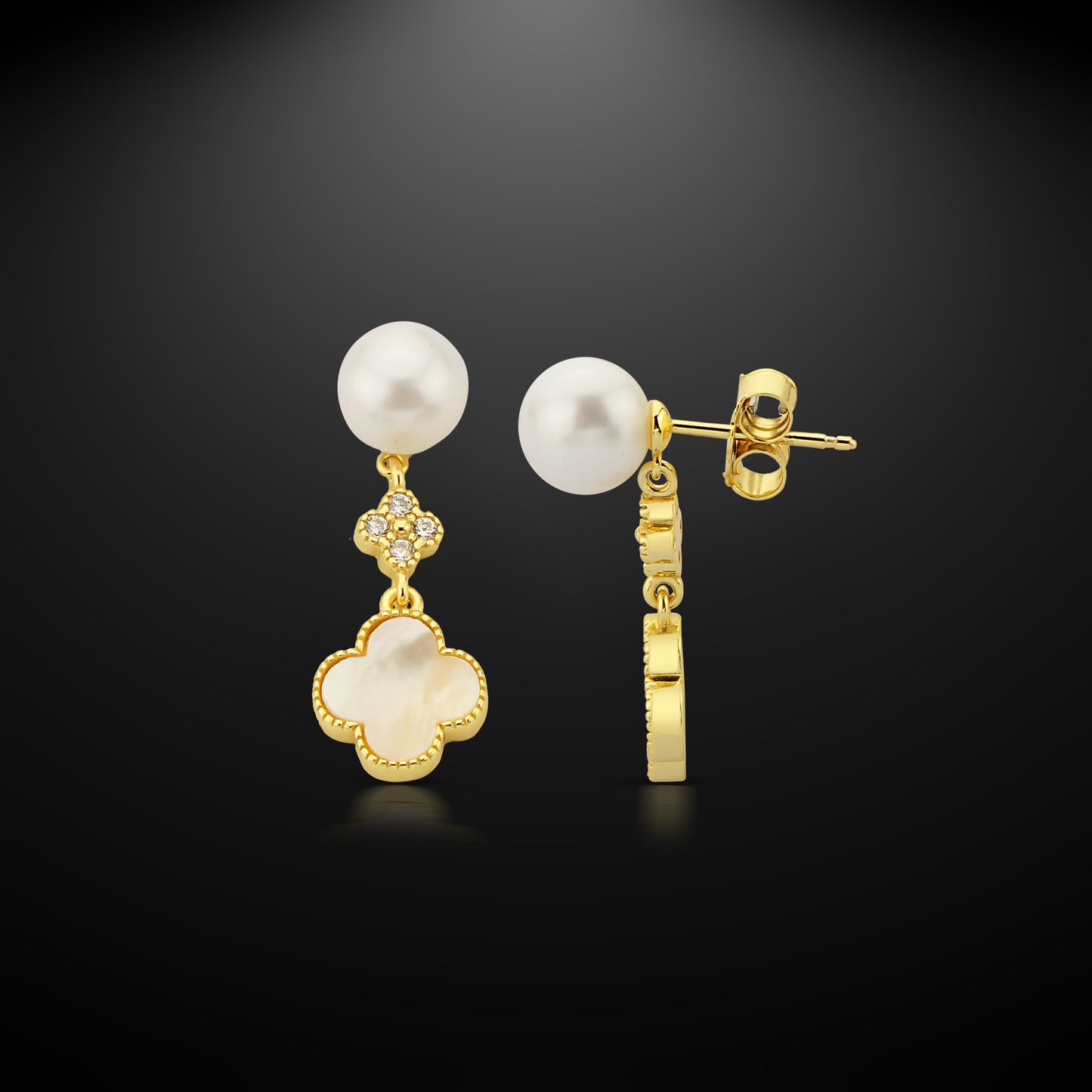 Bequasa Pearl Charm Ohrringe, Silber 925, Rhodiniert