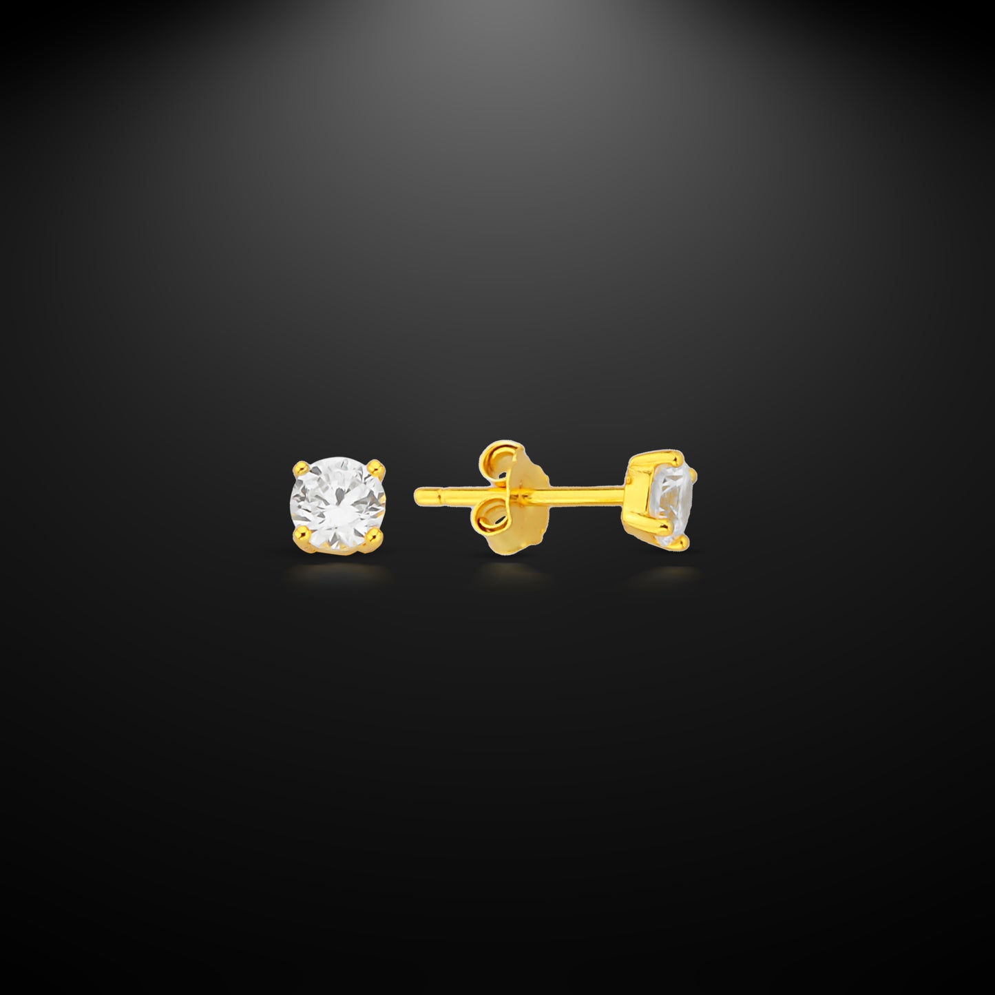 Bequasa Shining Stone Golden Ohrringe, Silber 925, Rhodiniert