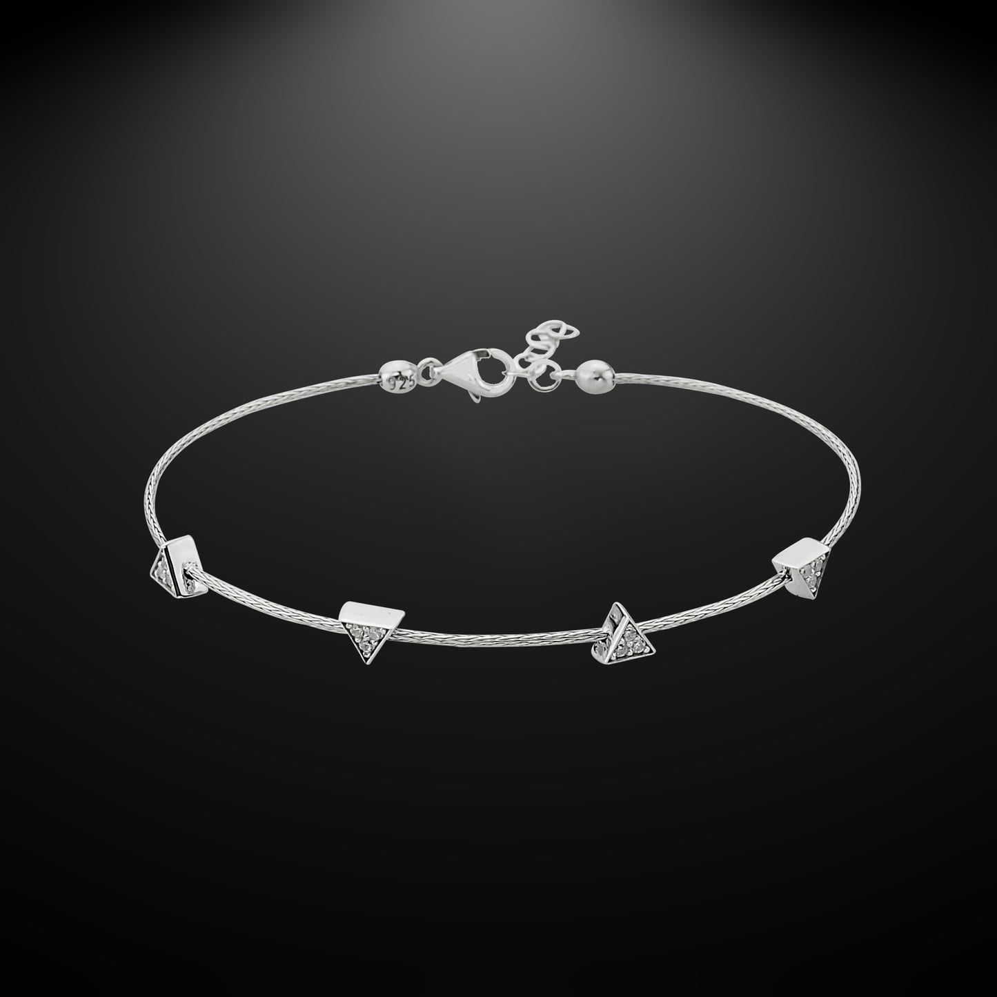 Bequasa Pyramids Armkette, Silber 925, Rhodiniert