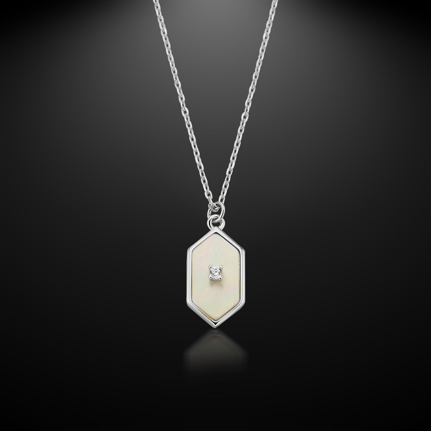 Bequasa Solo Stone Silver Halskette, Silber 925, Rhodiniert