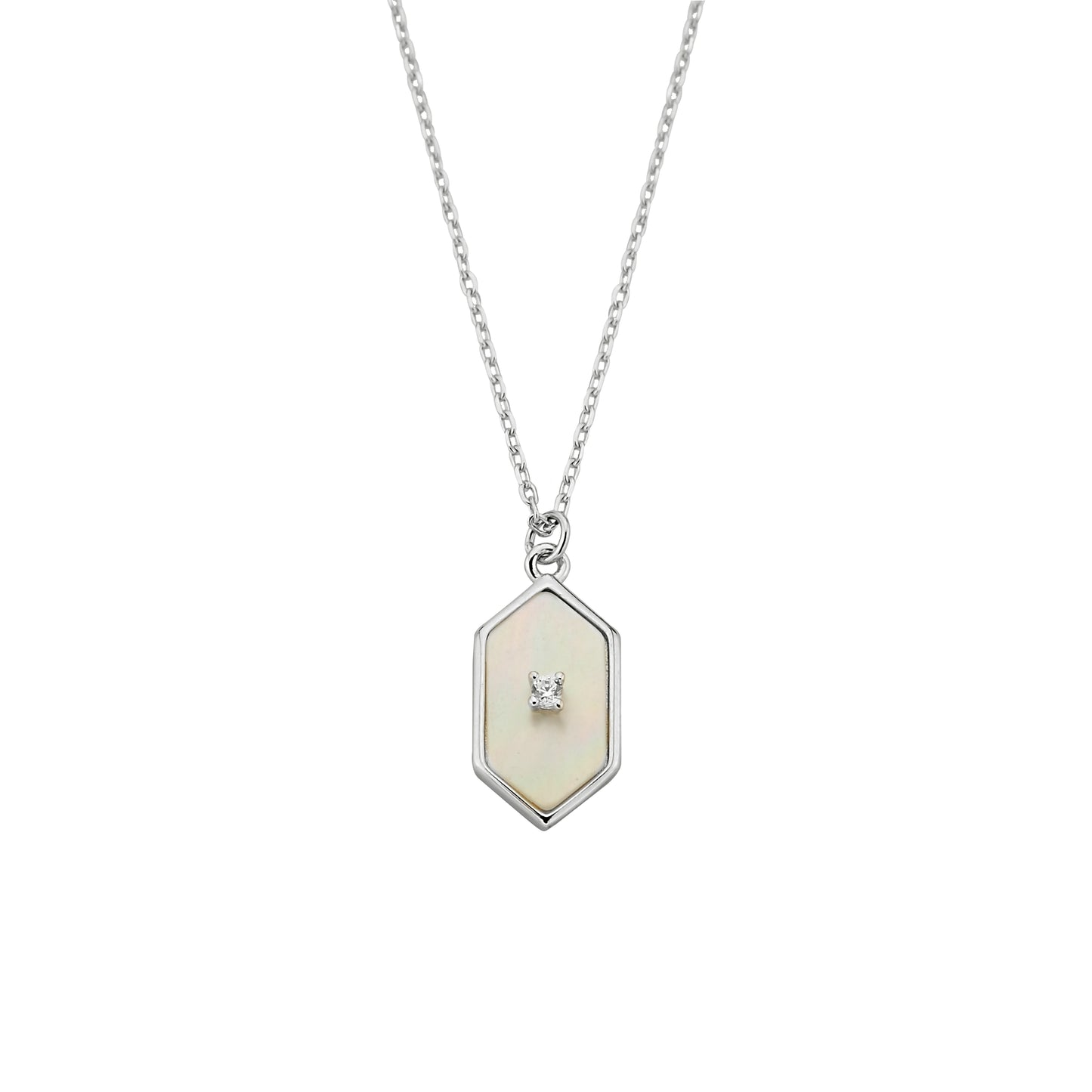 Bequasa Solo Stone Silver Halskette, Silber 925, Rhodiniert