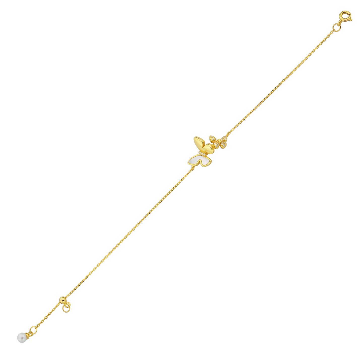 Bequasa Golden Butterfly Armband, Silber 925, Rhodiniert