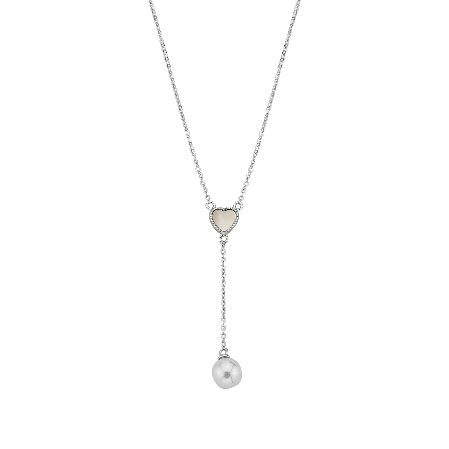 Bequasa Silber Heart Halskette, Silber 925, Rhodiniert