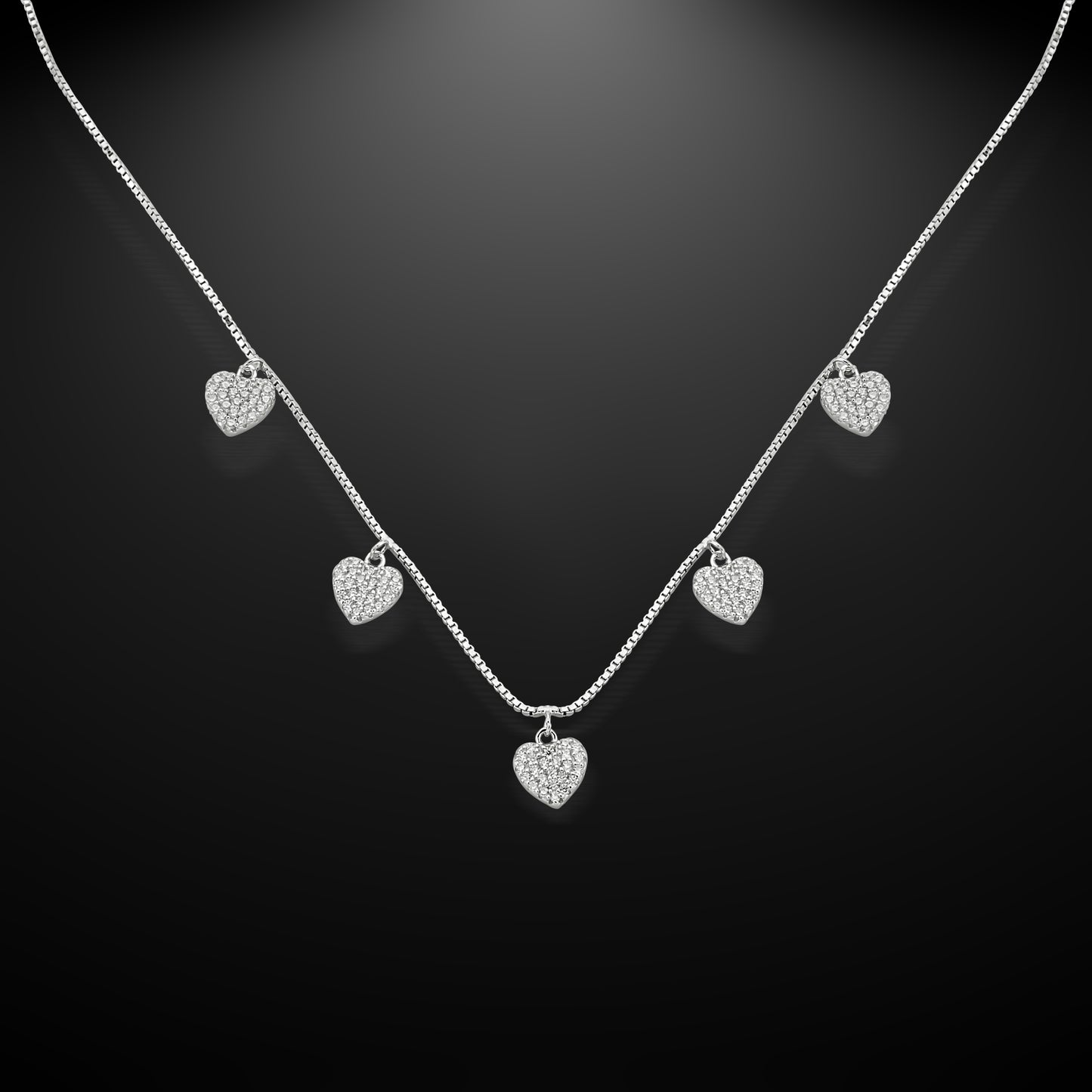 Bequasa Multiple Heart Halskette, Silber 925, Rhodiniert