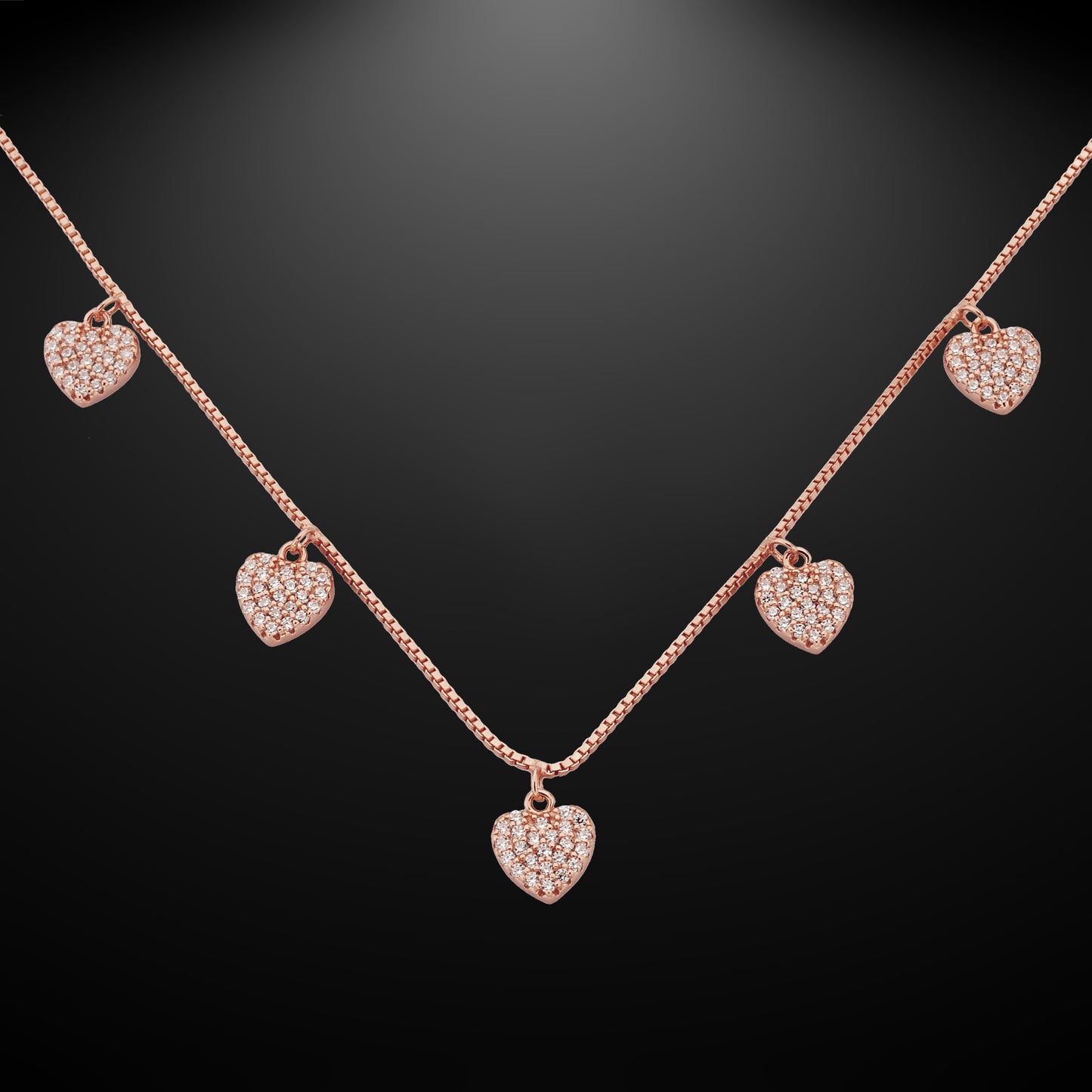 Bequasa Red Hearts Halskette, Silber 925, Rhodiniert