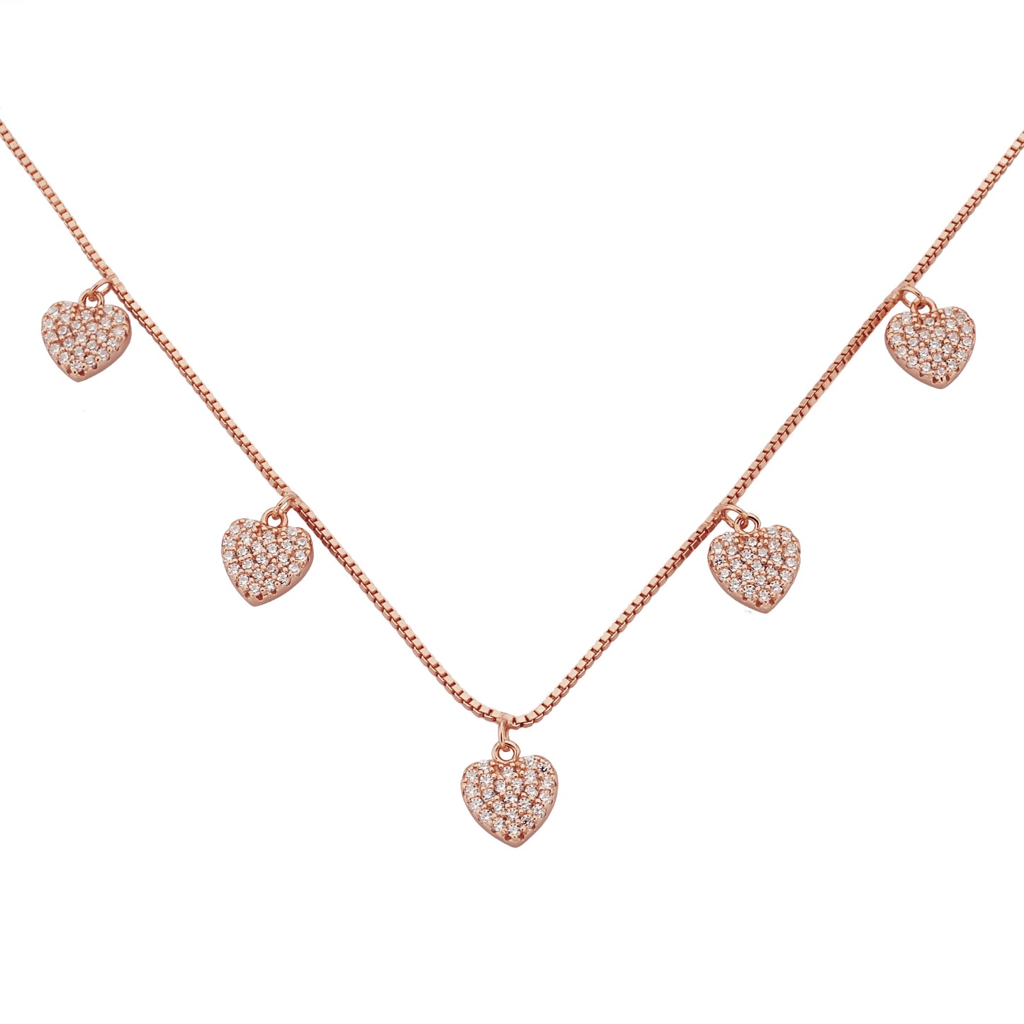 Bequasa Red Hearts Halskette, Silber 925, Rhodiniert