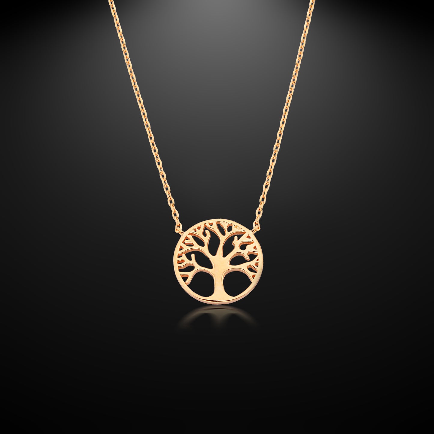 Bequasa Golden Tree Halskette, Silber 925, Rhodiniert