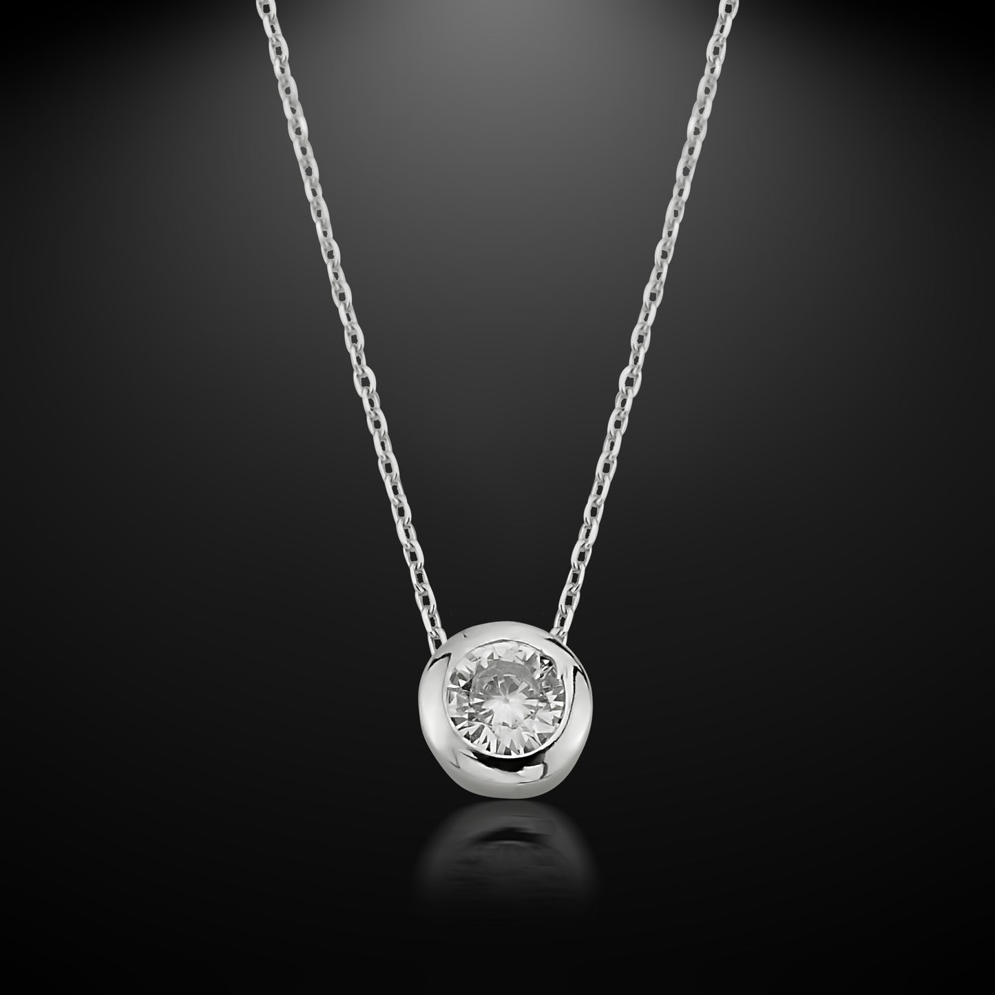 Bequasa Full Stone Halskette, Silber 925, Rhodiniert
