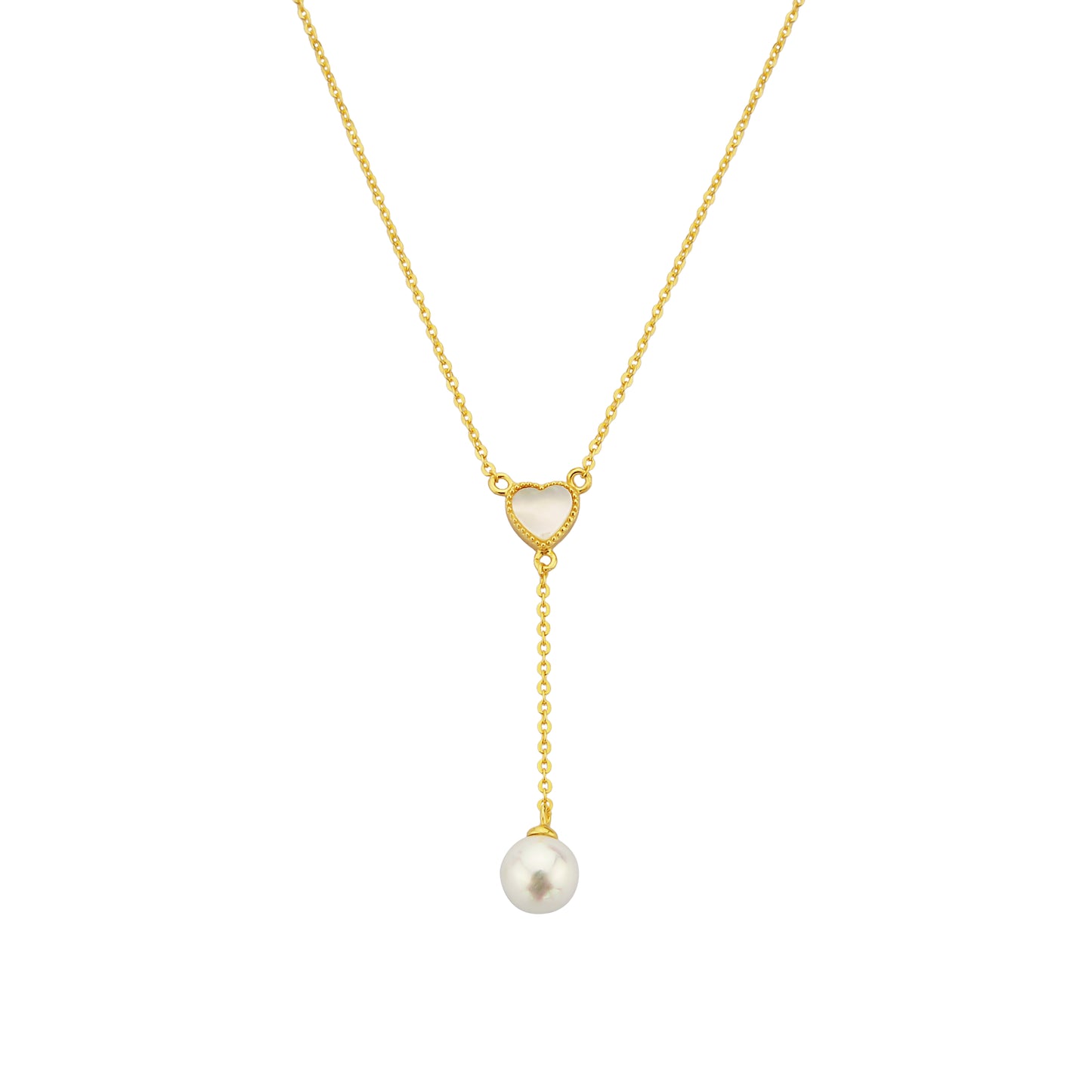 Bequasa Creativity Heart Pearl Halskette, Silber 925, Rhodiniert