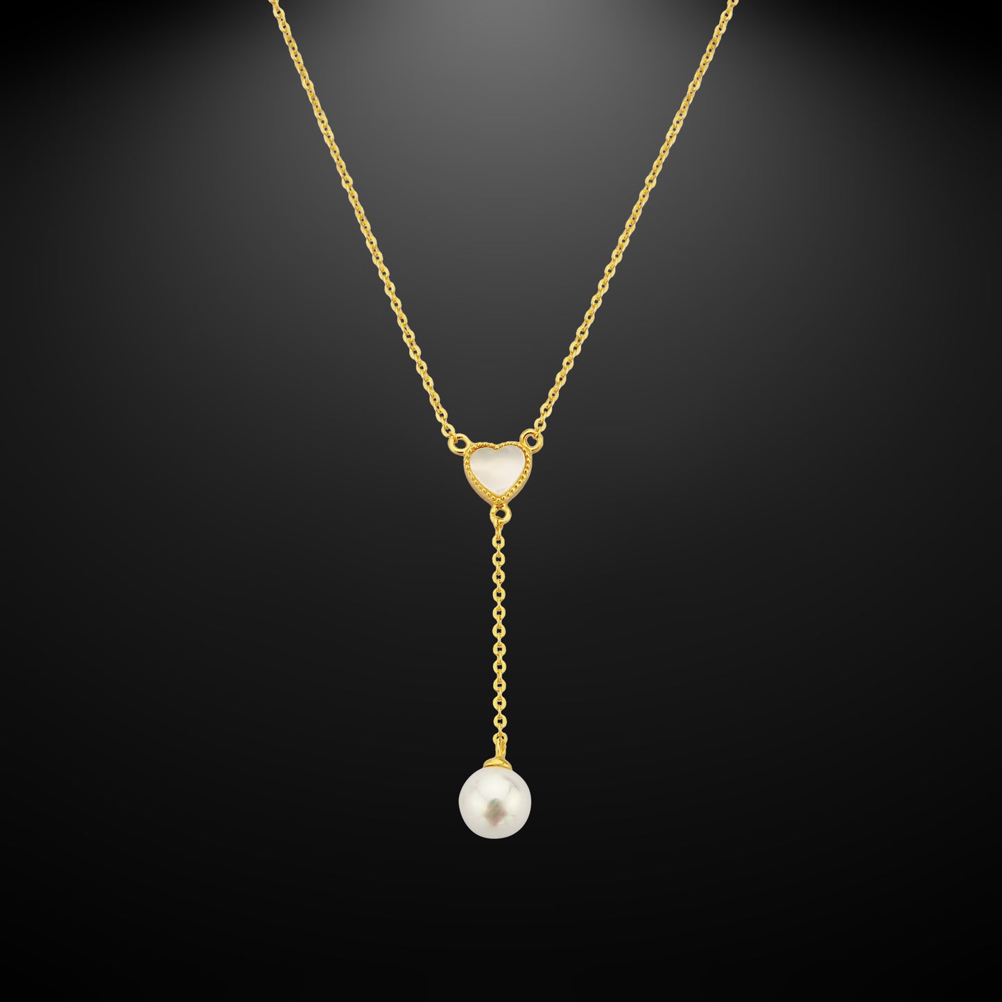 Bequasa Creativity Heart Pearl Halskette, Silber 925, Rhodiniert