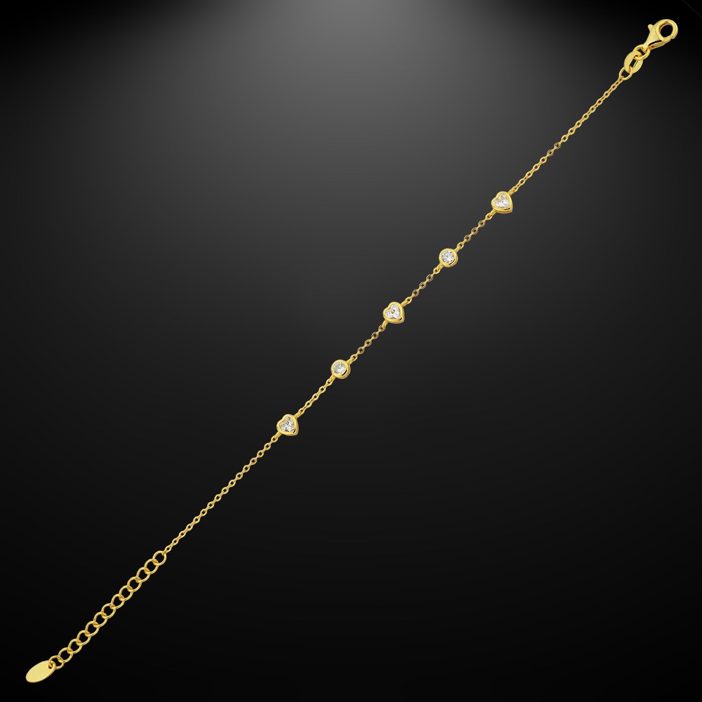 Bequasa Golden Love Armband, Silber 925, Rhodiniert